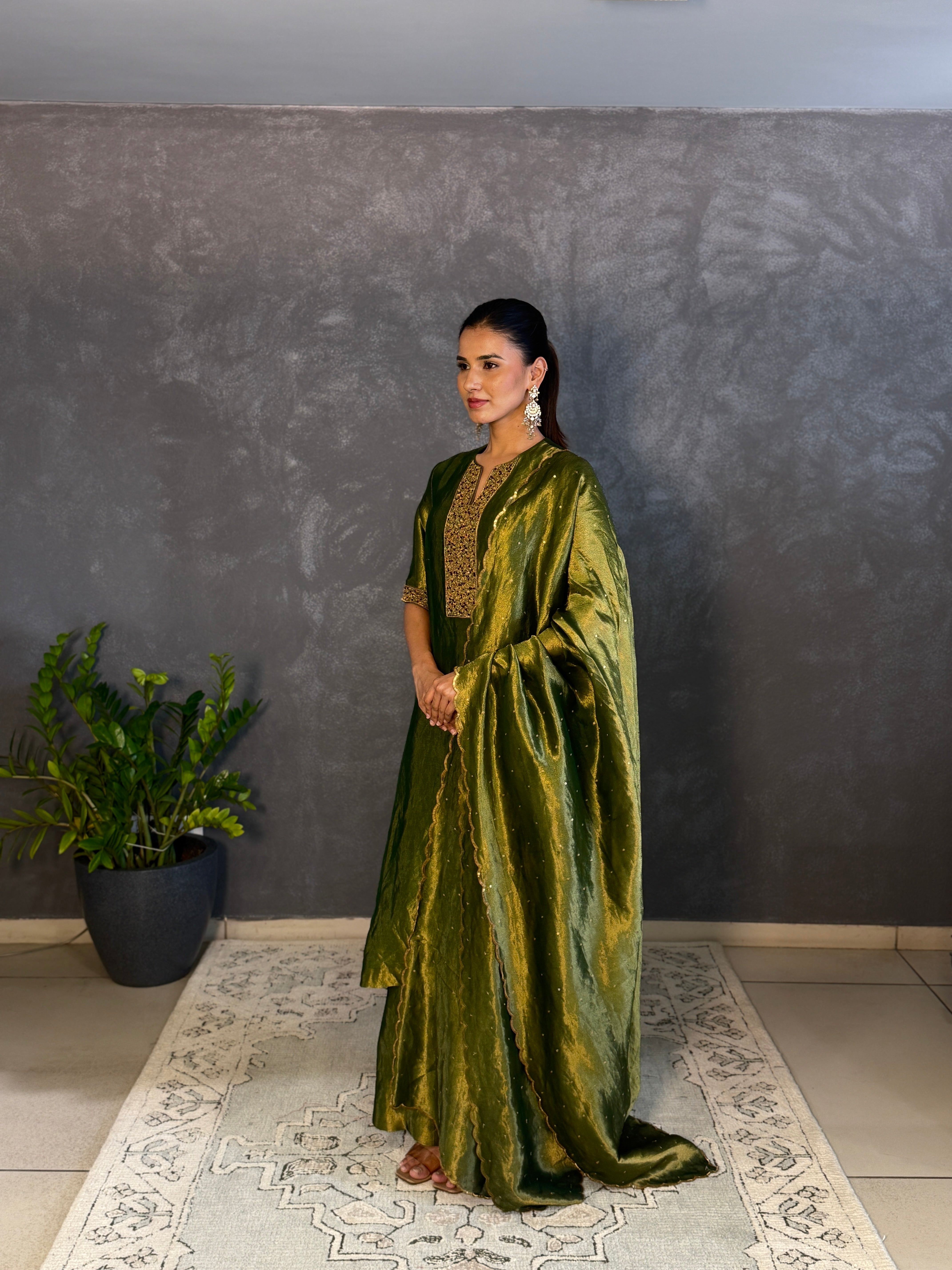 Emerald Green Tania Kurta Set with Dupatta