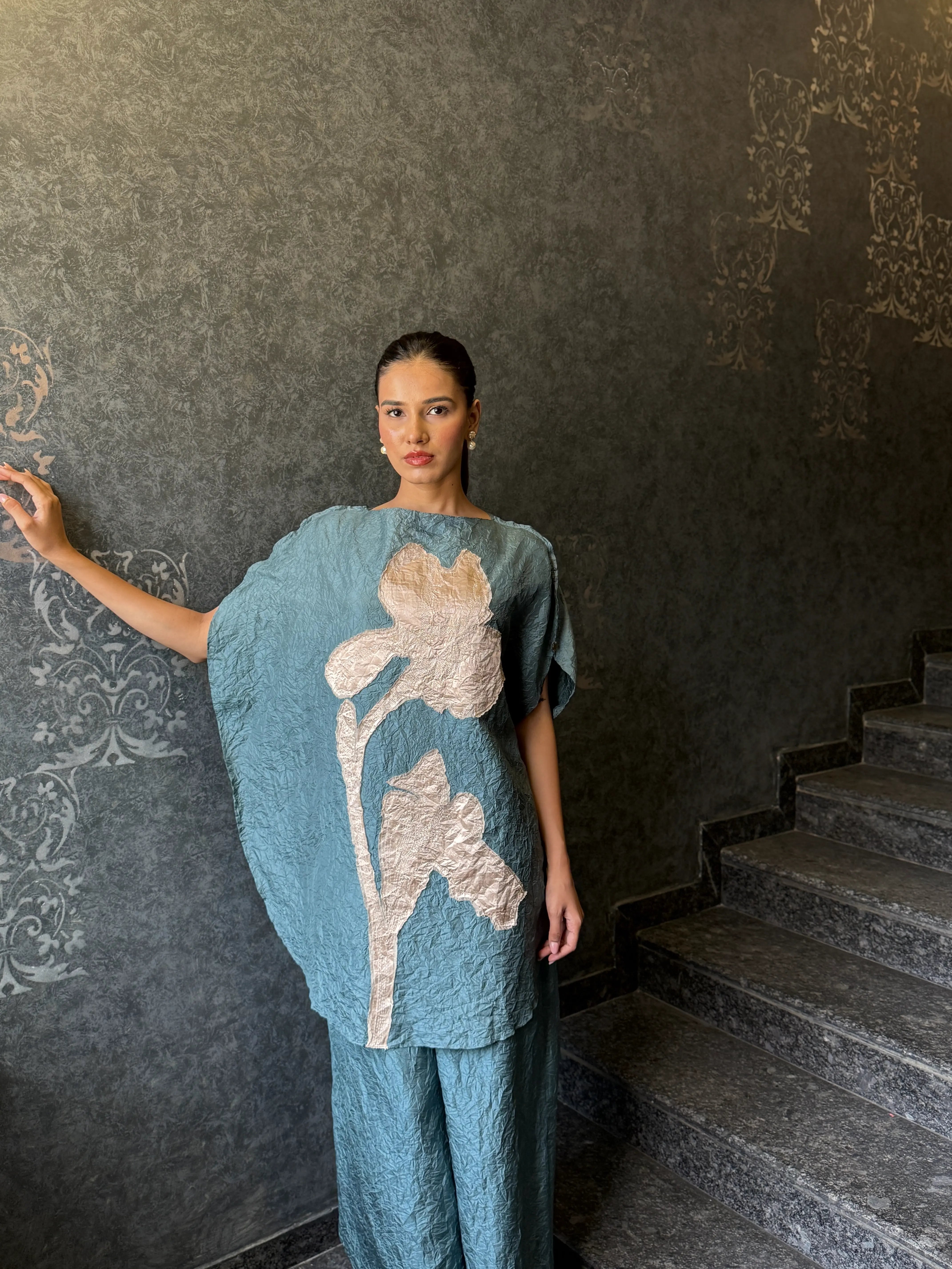 Blue Mulberry Silk Co-Ord Set