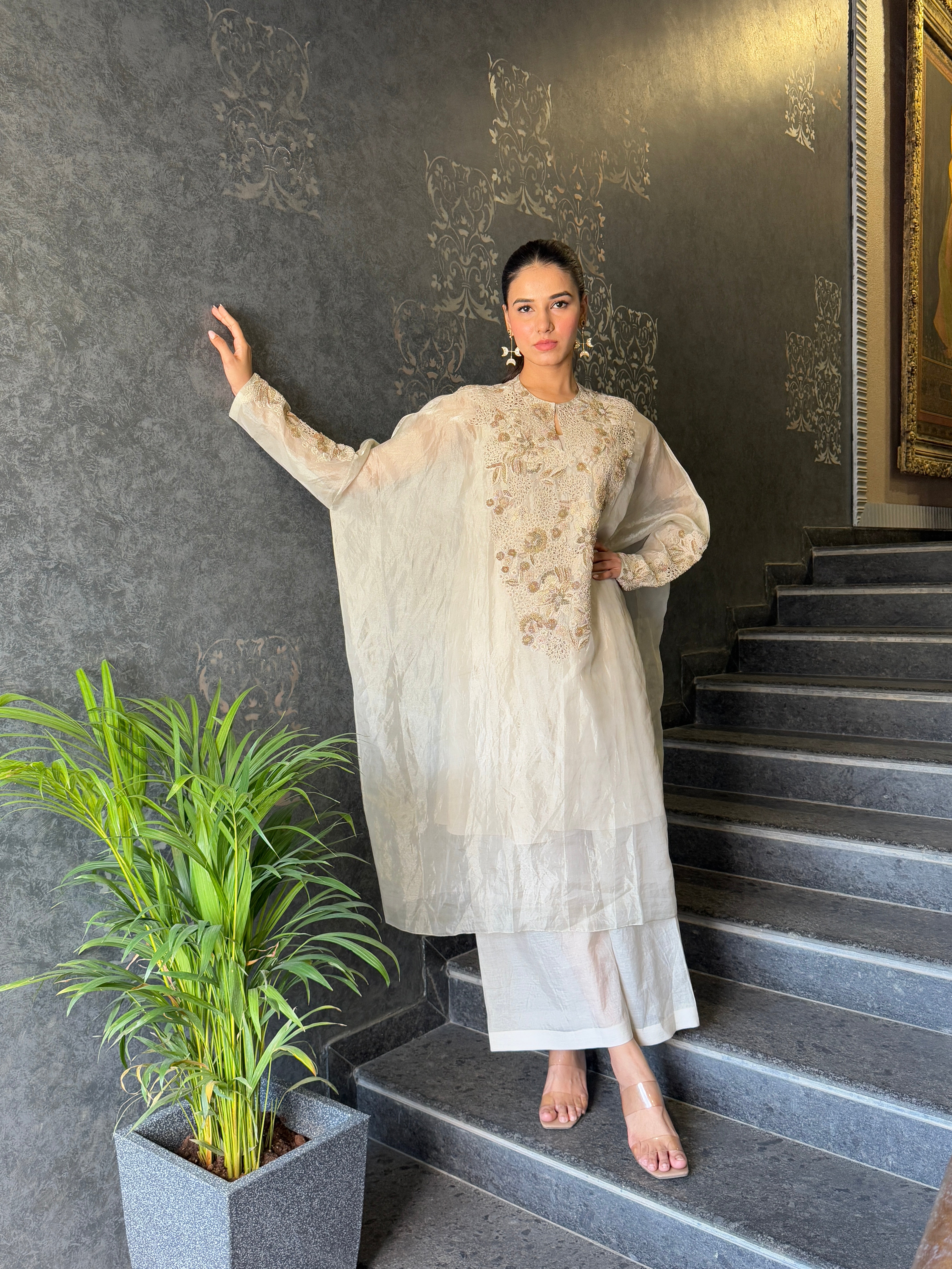 Charul Kaftaan Set In Off White