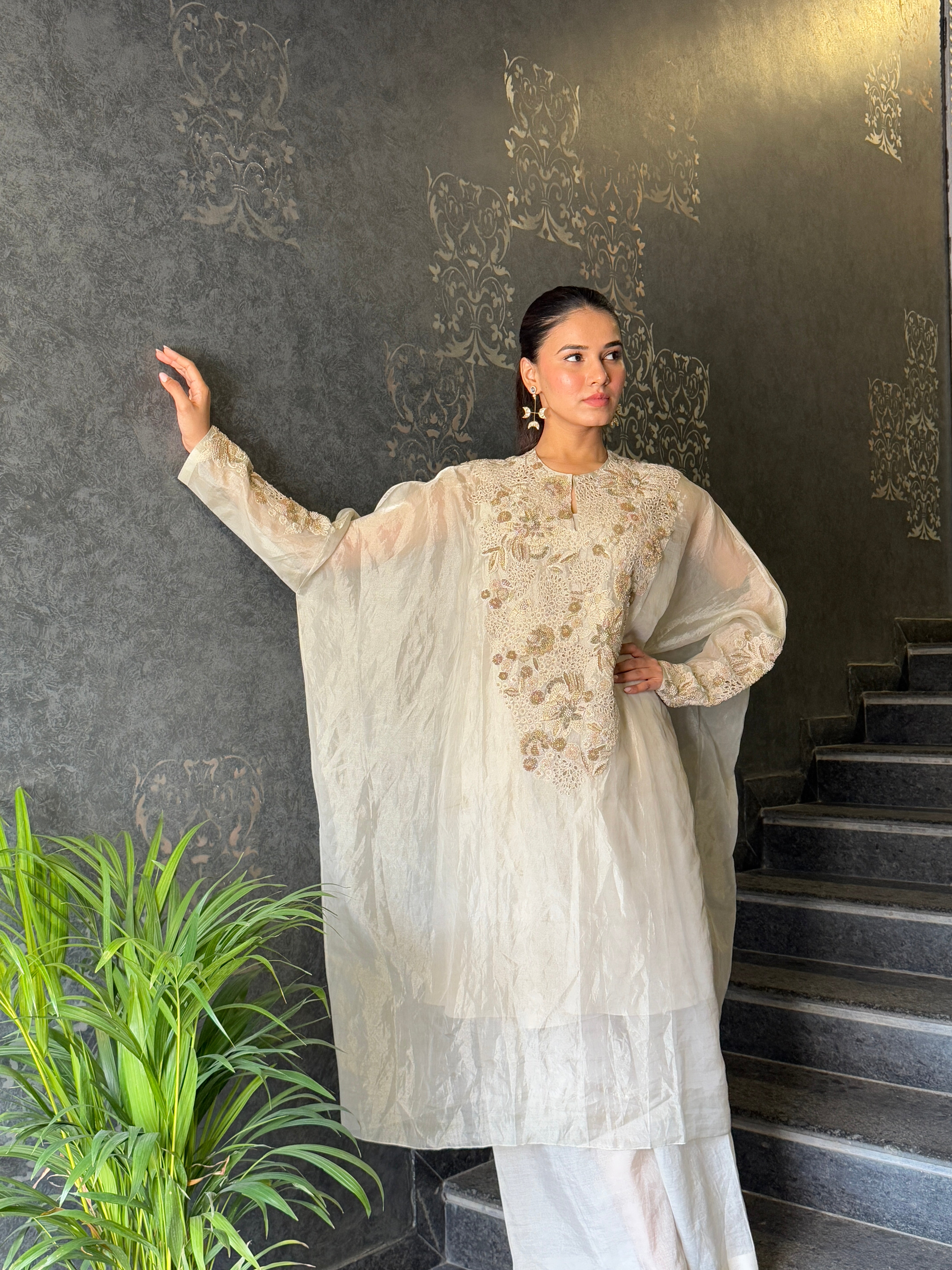 Charul Kaftaan Set In Off White