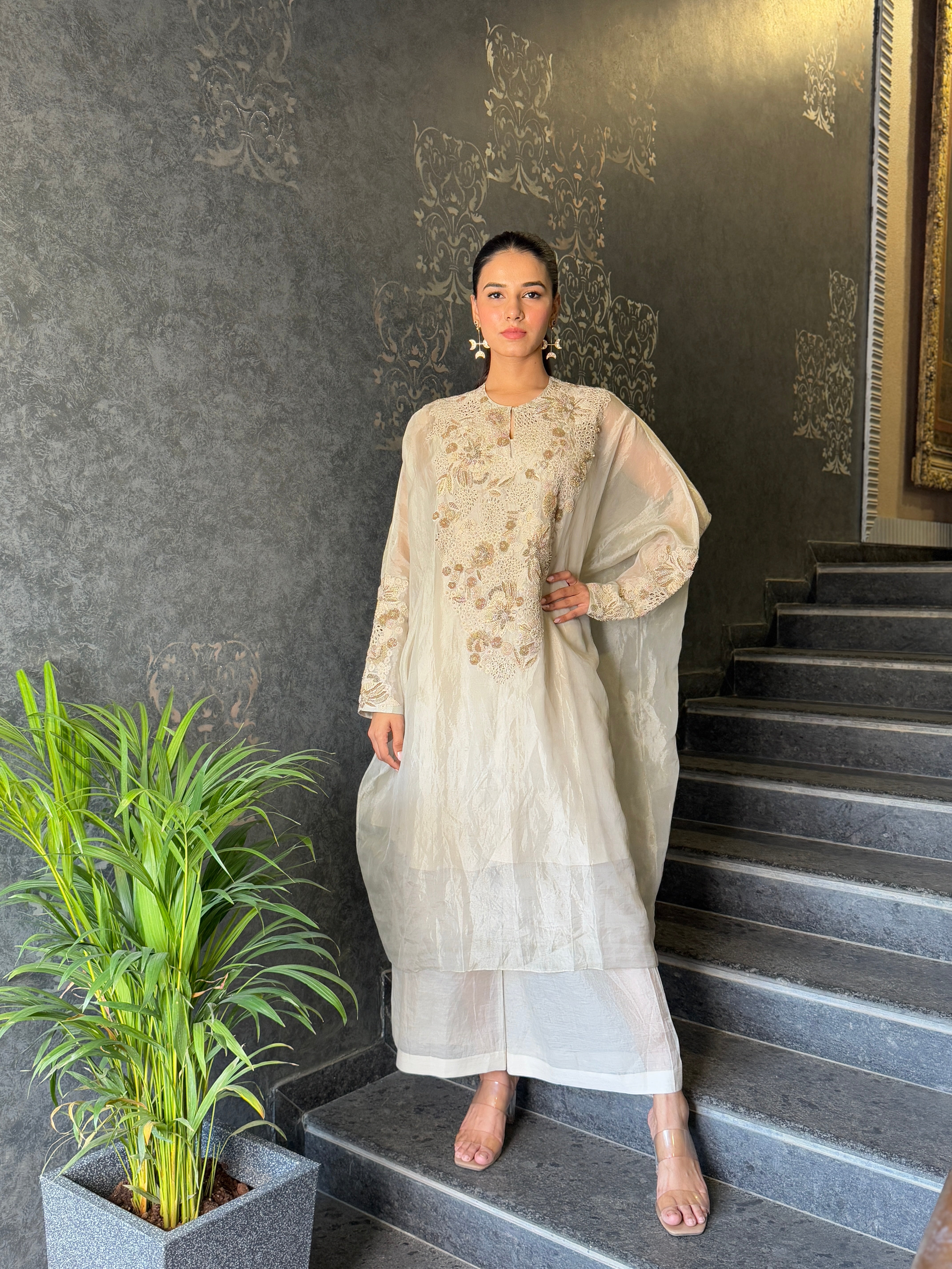Charul Kaftaan Set In Off White