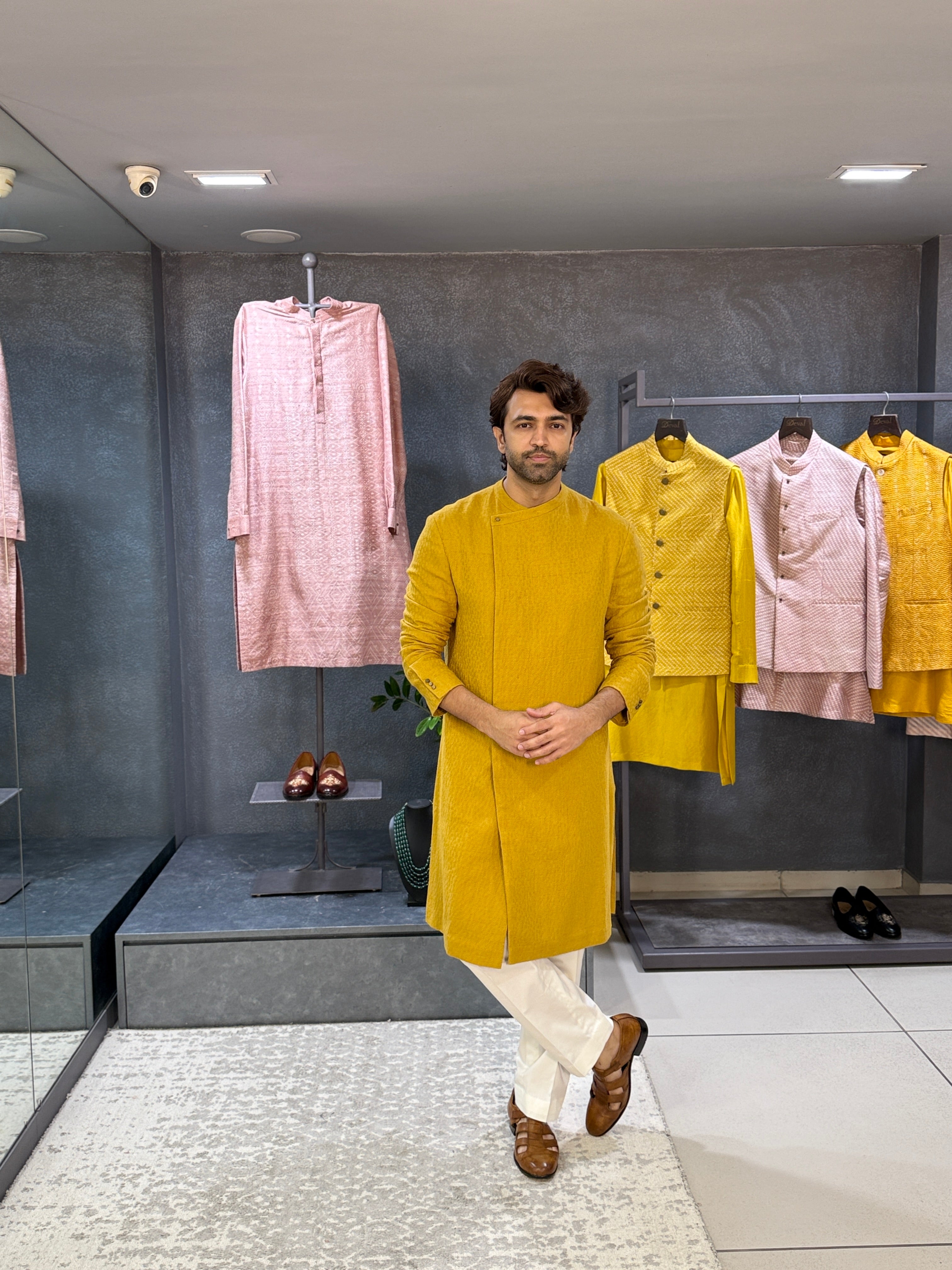 Yellow Side Placket Kurta Set