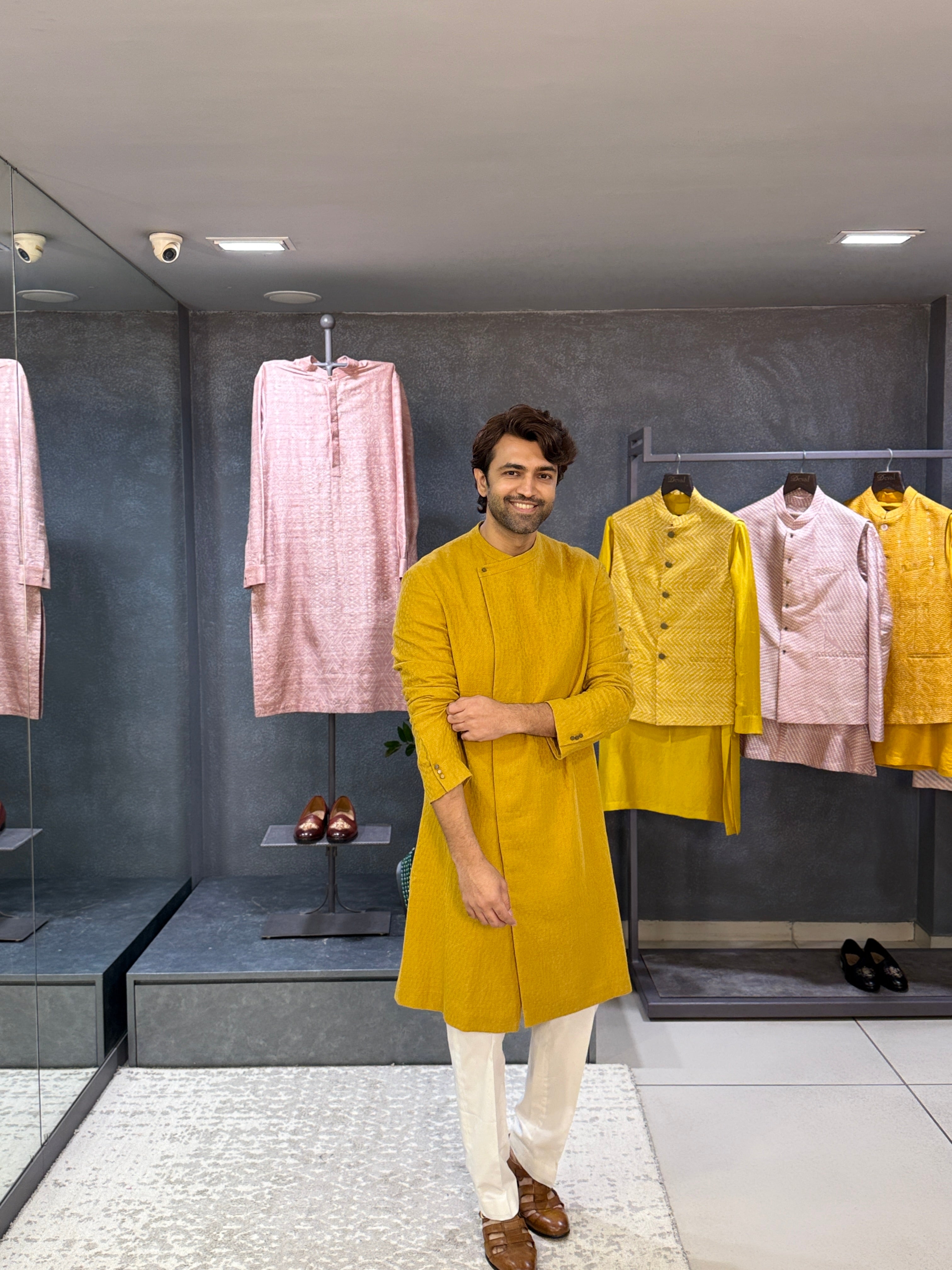 Yellow Side Placket Kurta Set