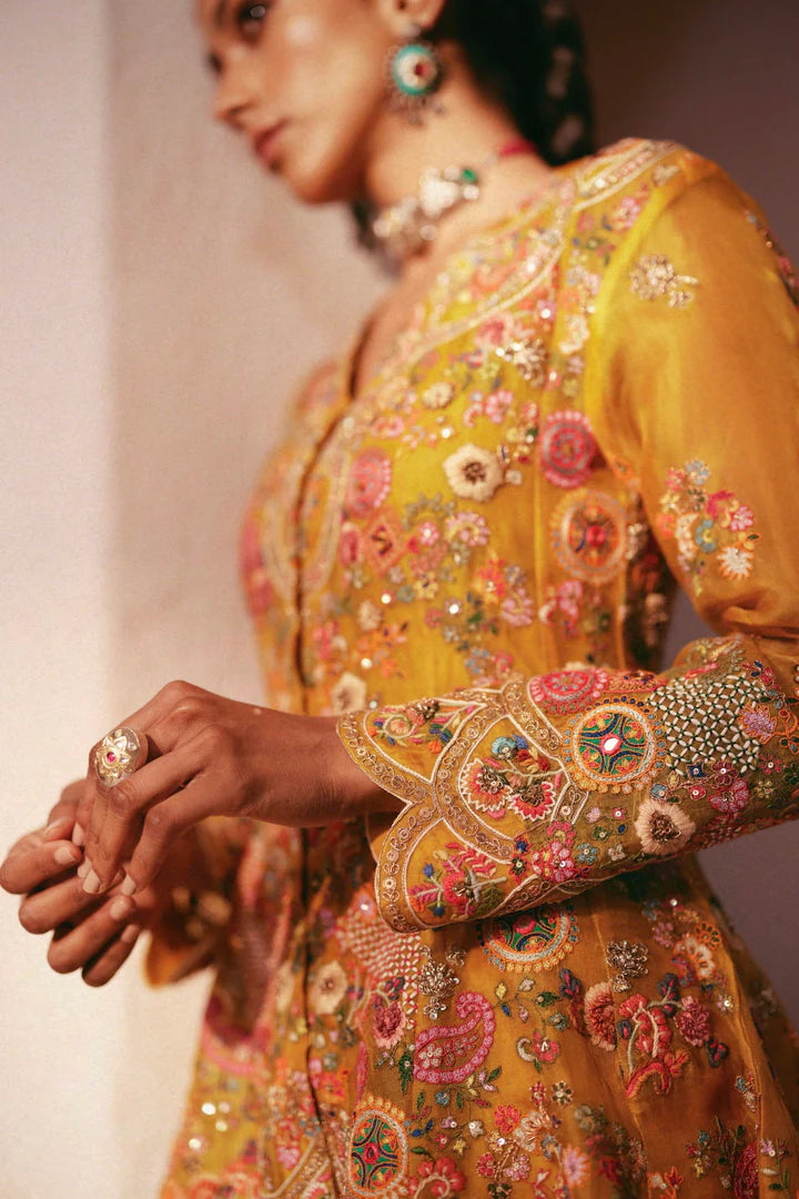 Mustard Asymmetric Paplum With Sharara