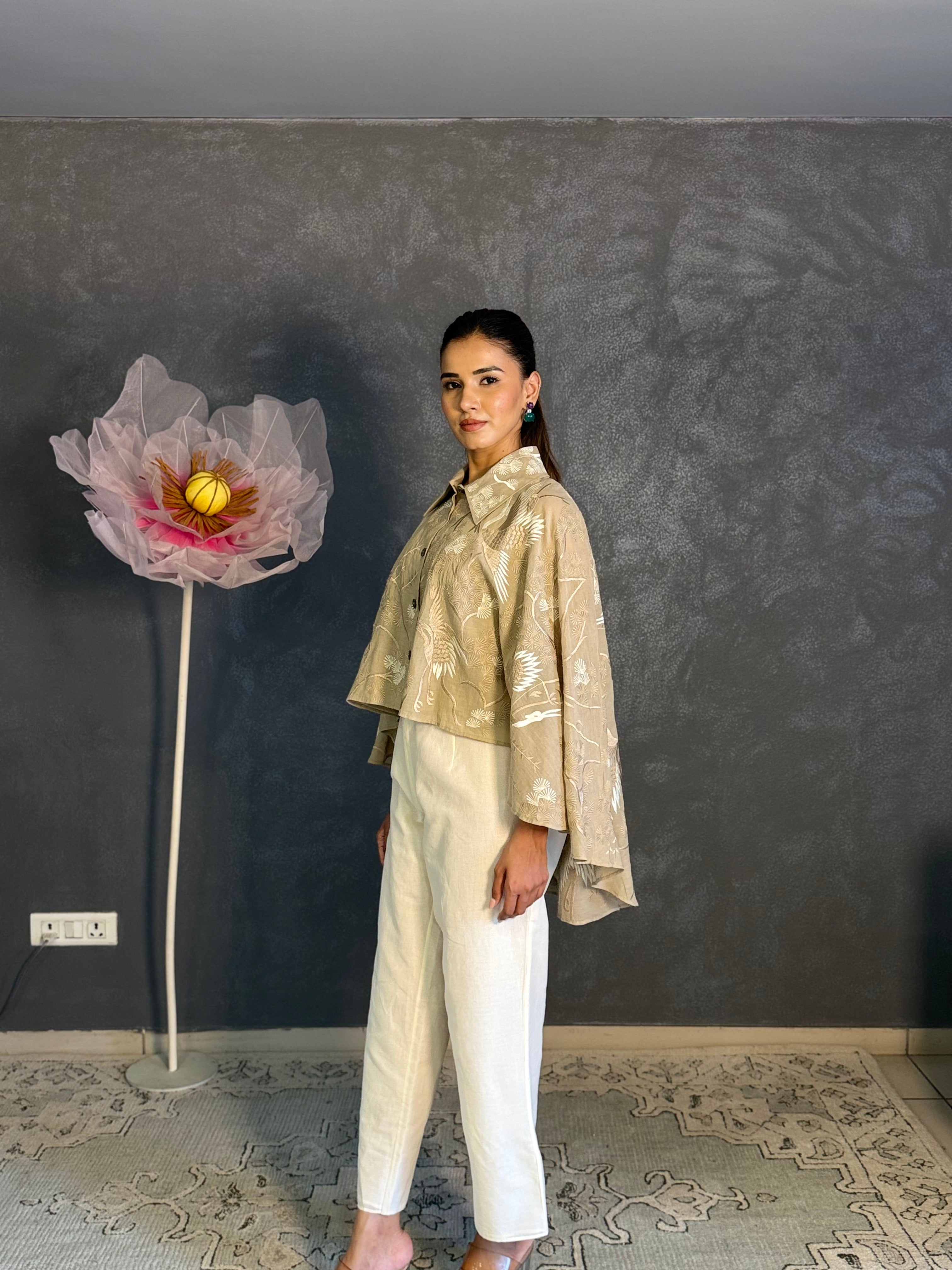 Embroidered Cape Top