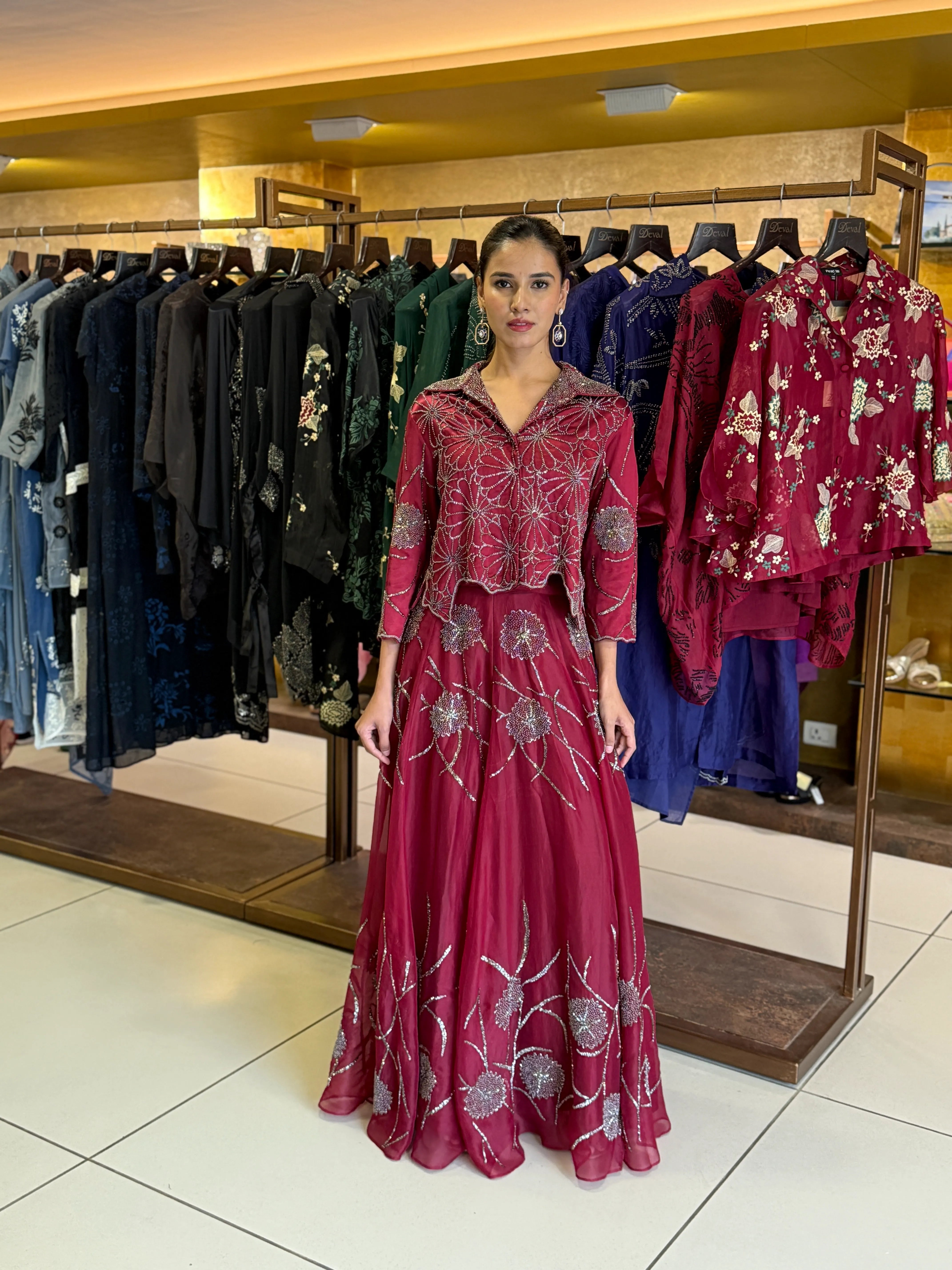 Red velvet tunic set