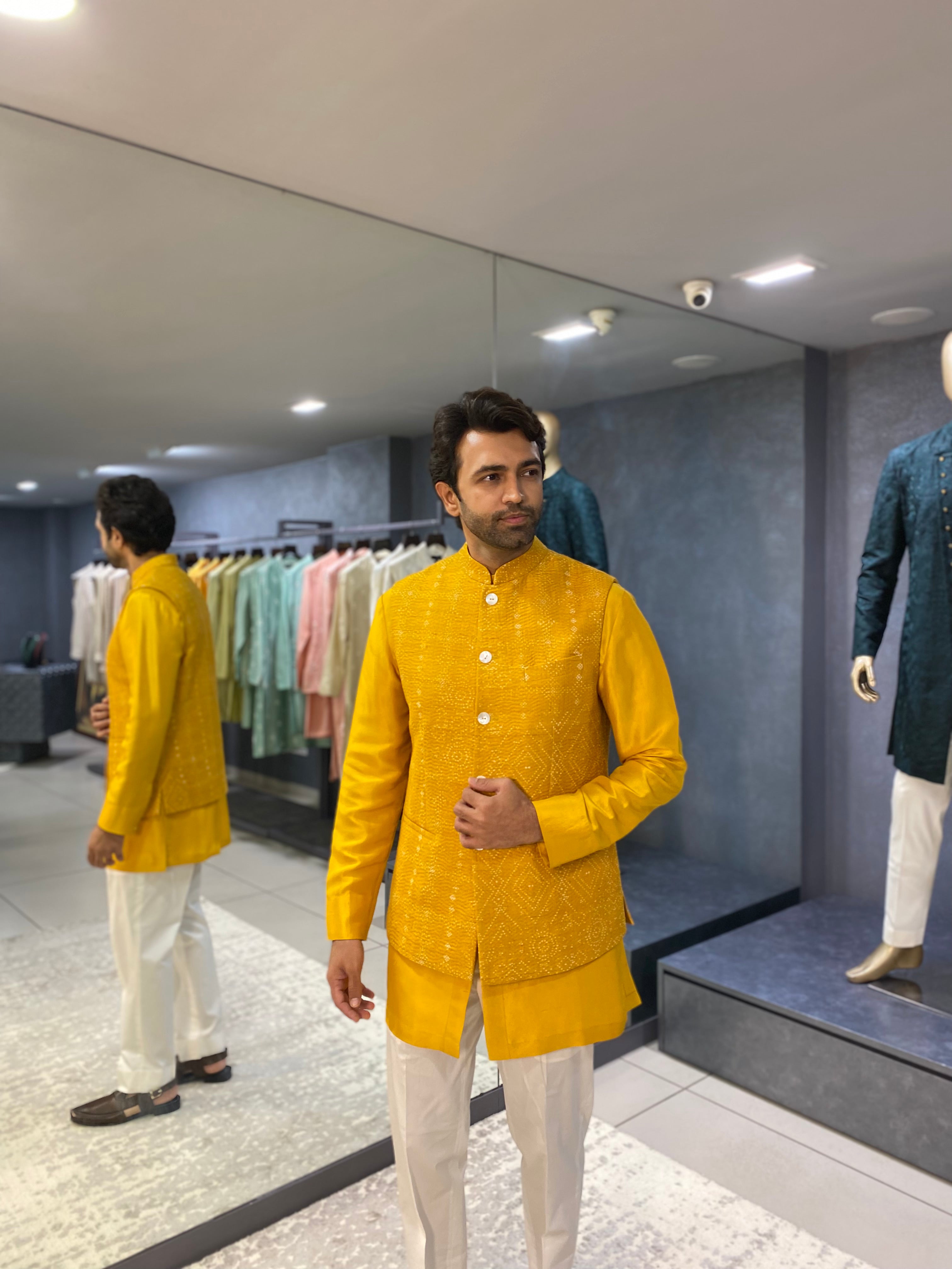 Sadri- Yellow Nehru Set