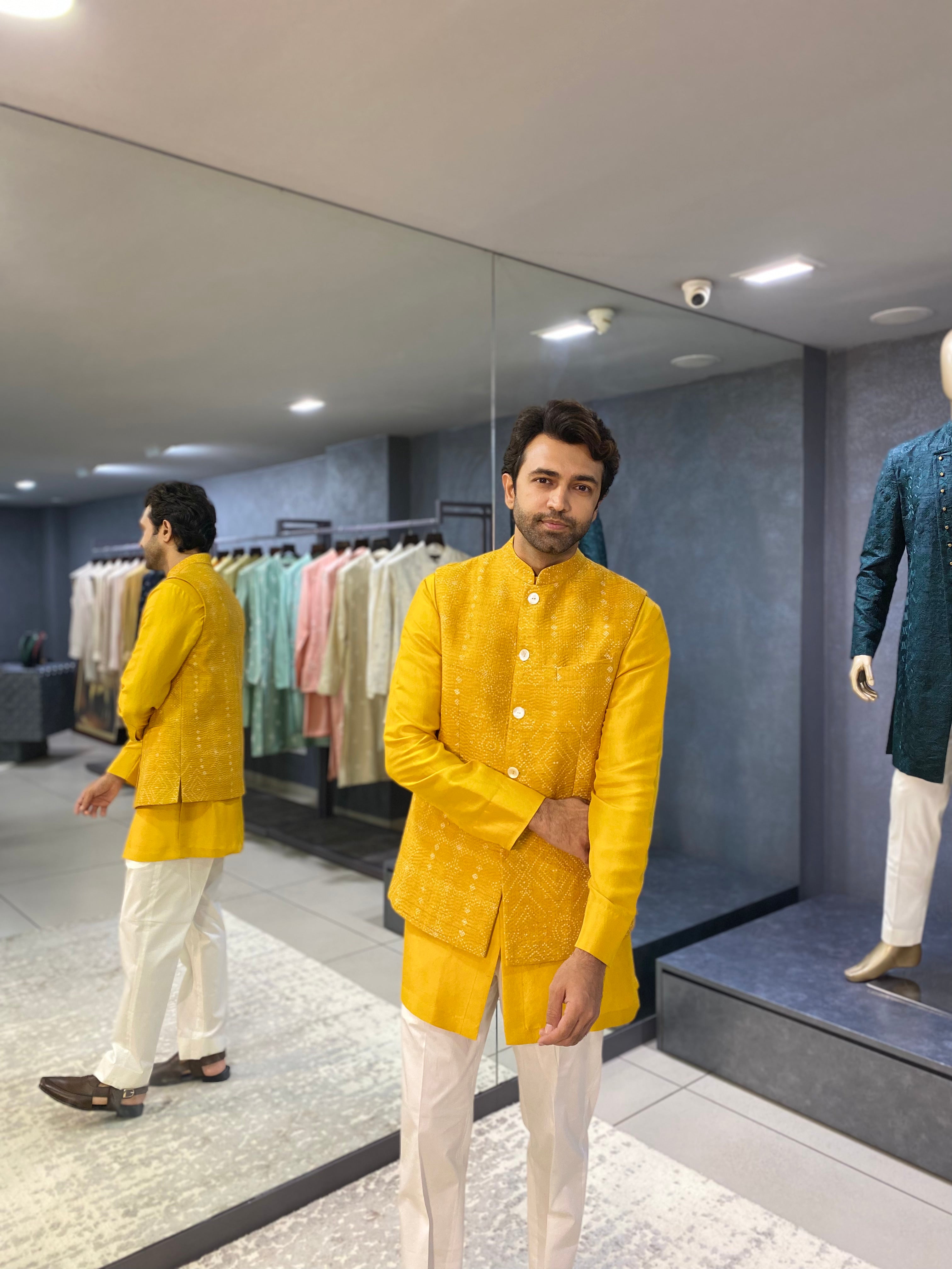 Sadri- Yellow Nehru Set