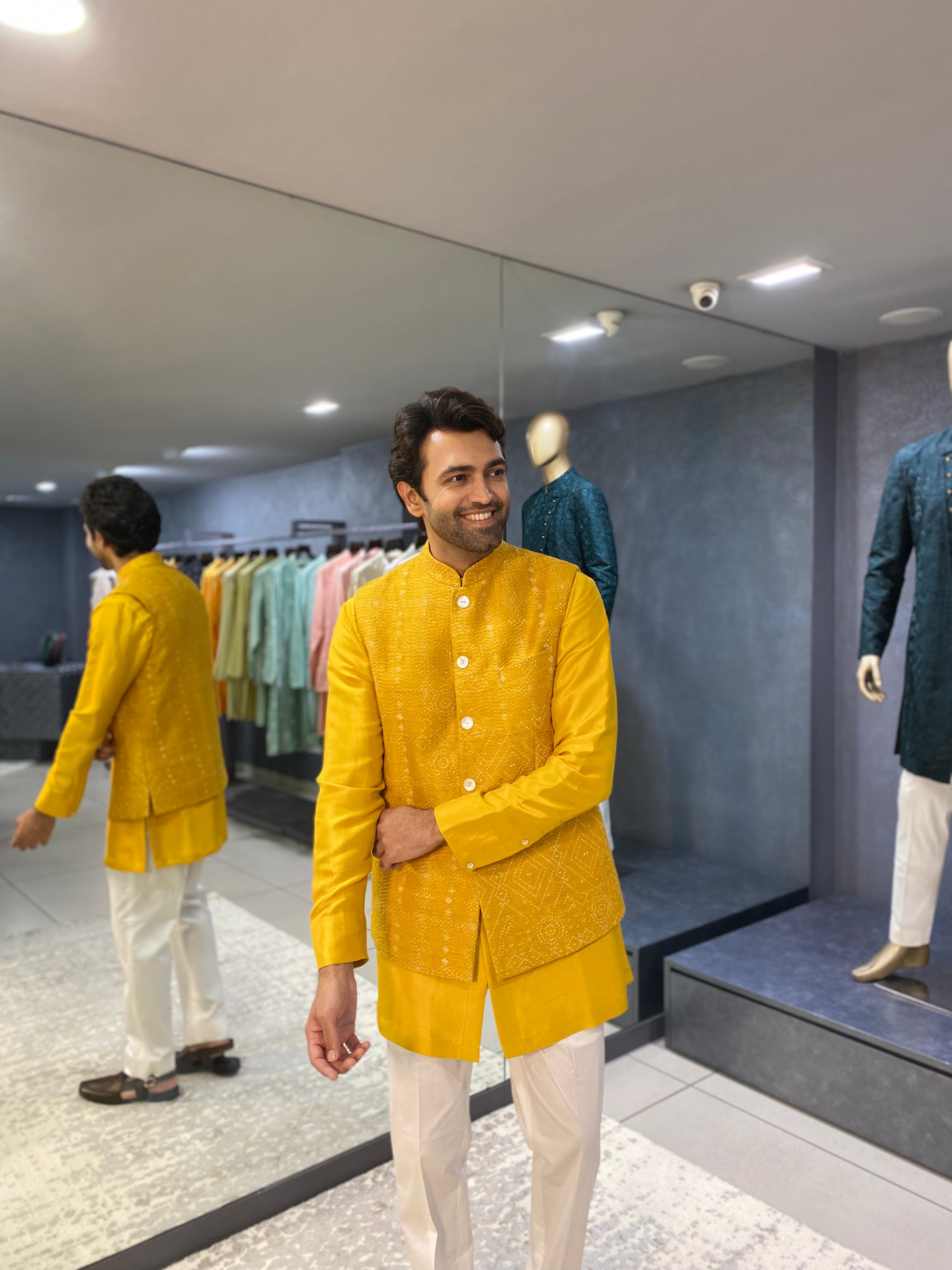 Sadri- Yellow Nehru Set