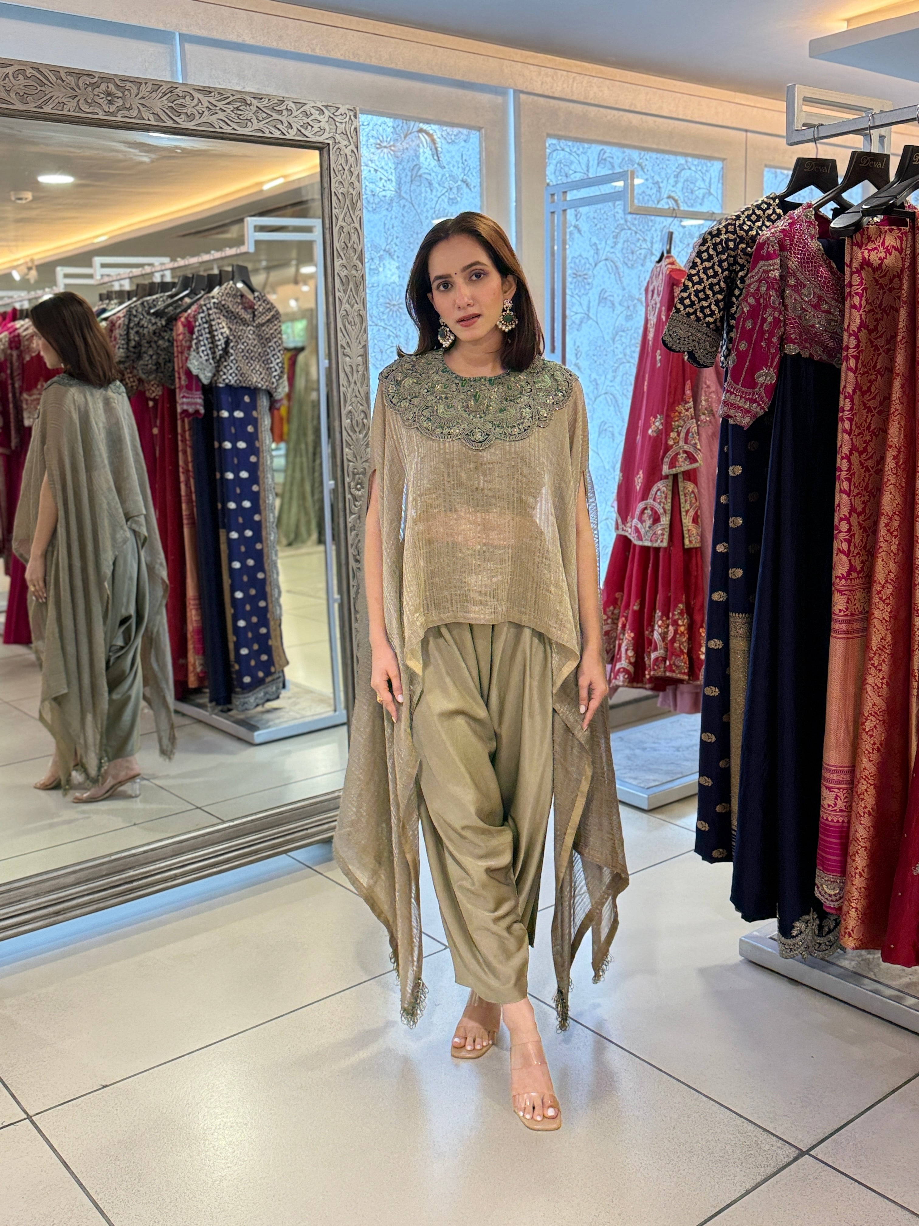 AS Green Thread Crushed Tissue Aline Kaftaan