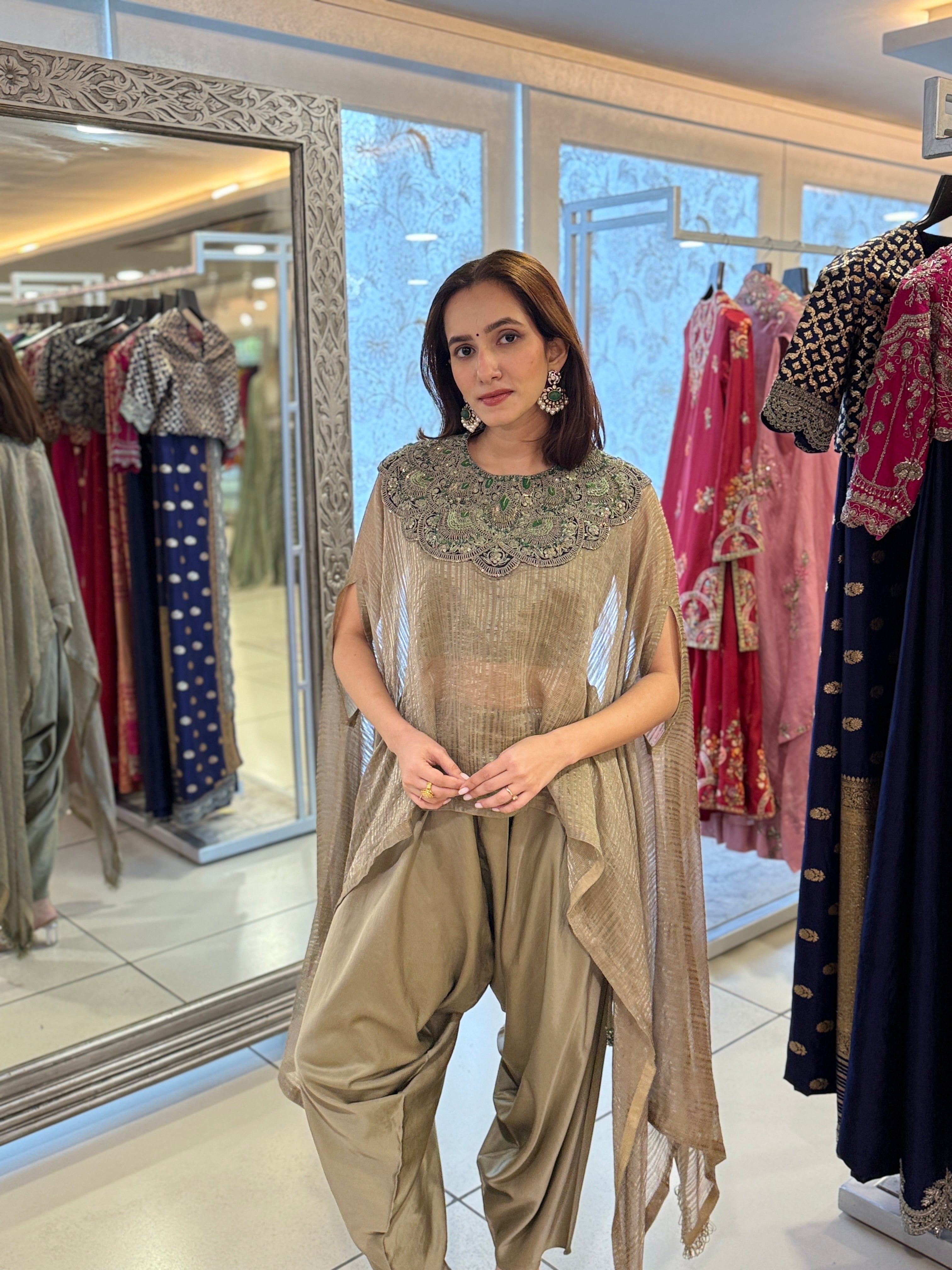 AS Green Thread Crushed Tissue Aline Kaftaan