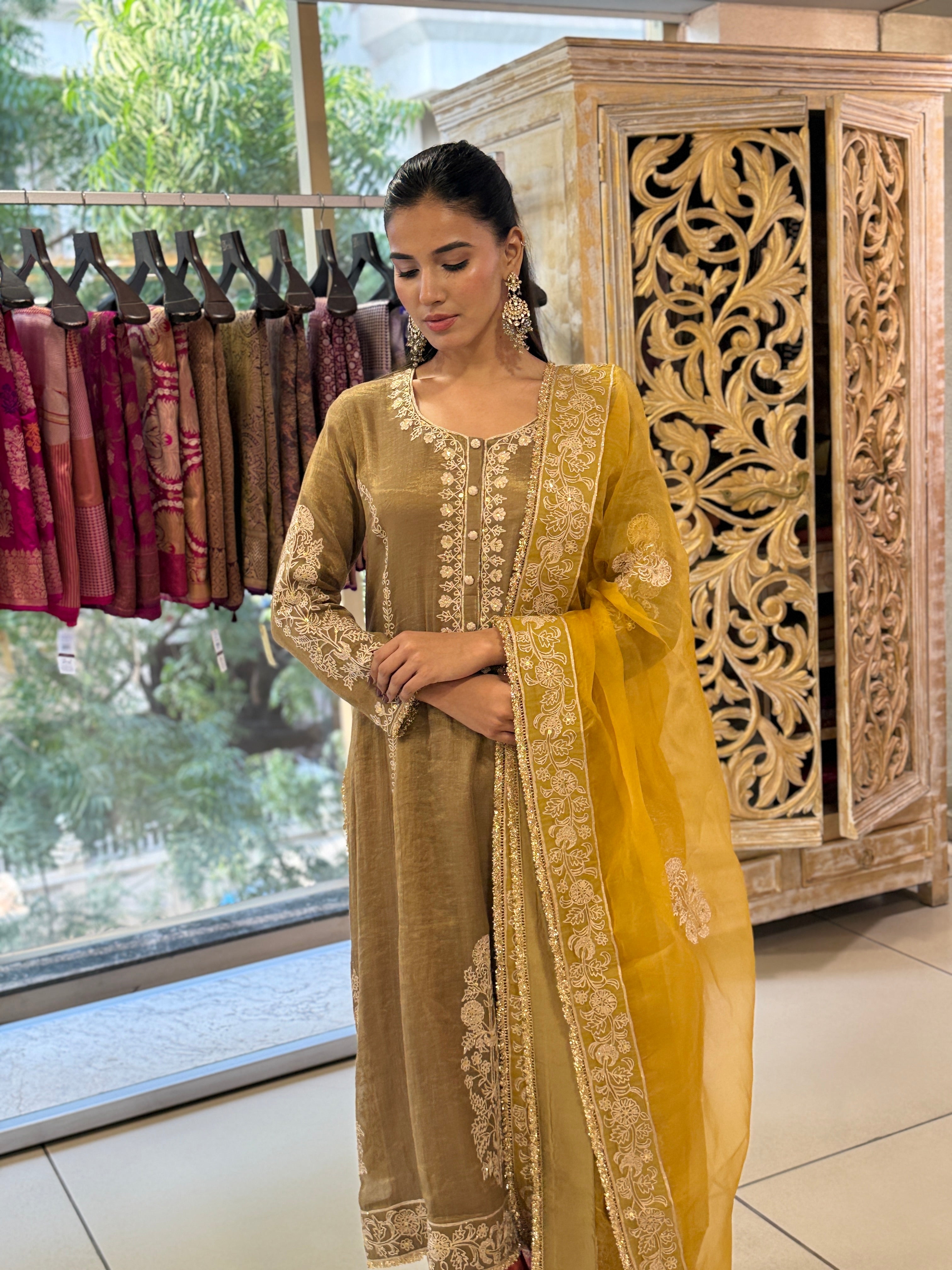 Gold Tissue Kurta