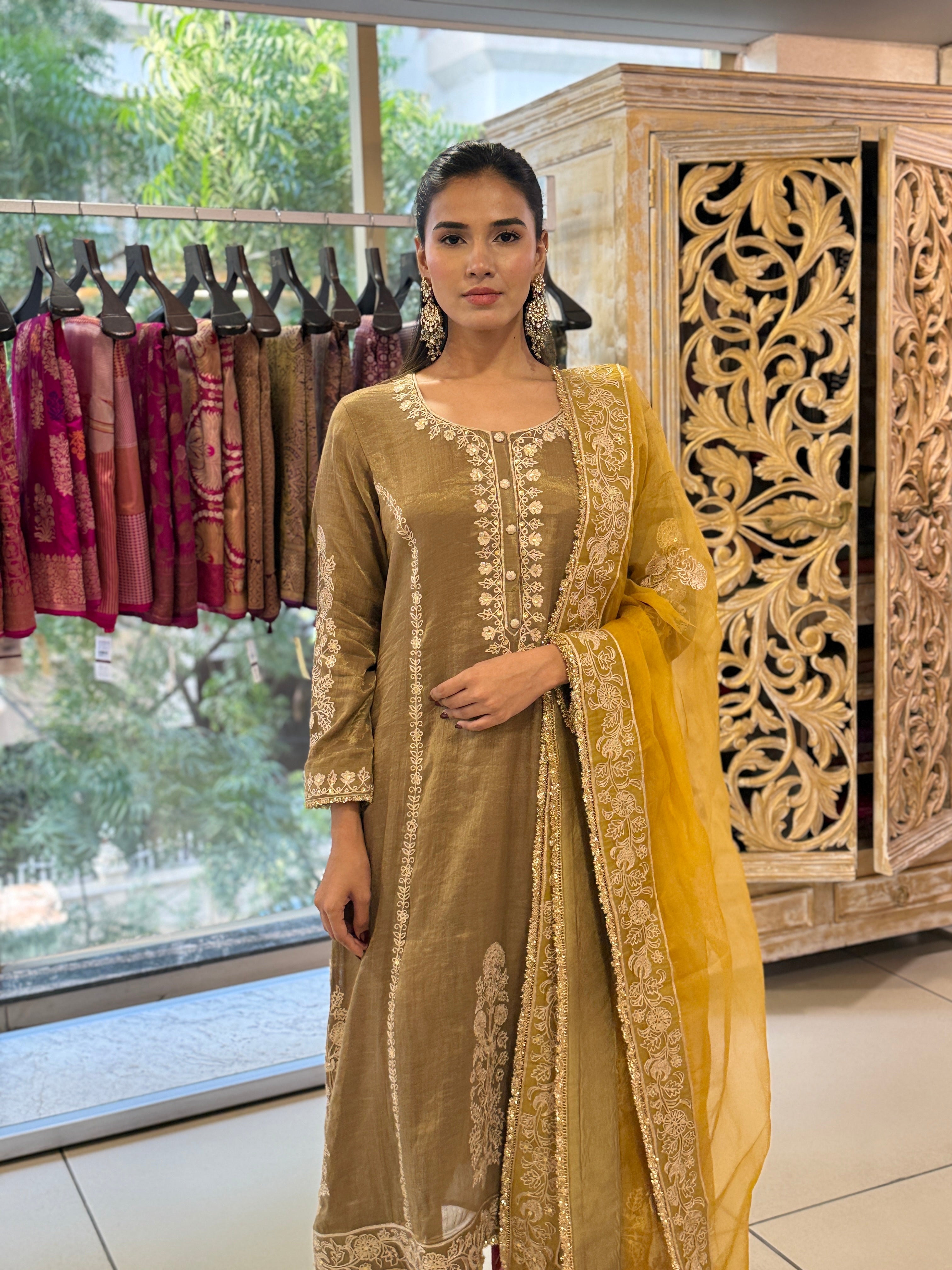 Gold Tissue Kurta