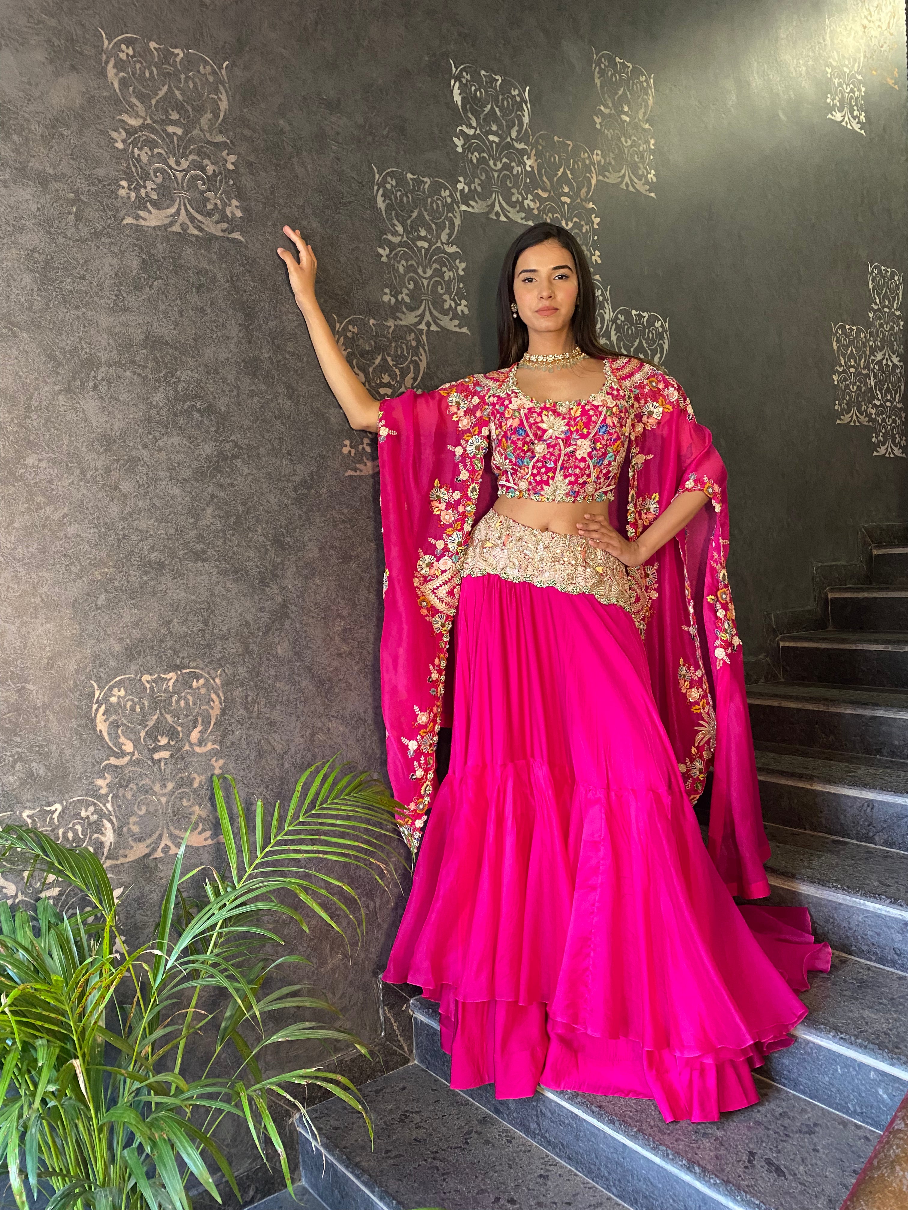 Pink Two Tiered Skirt Set