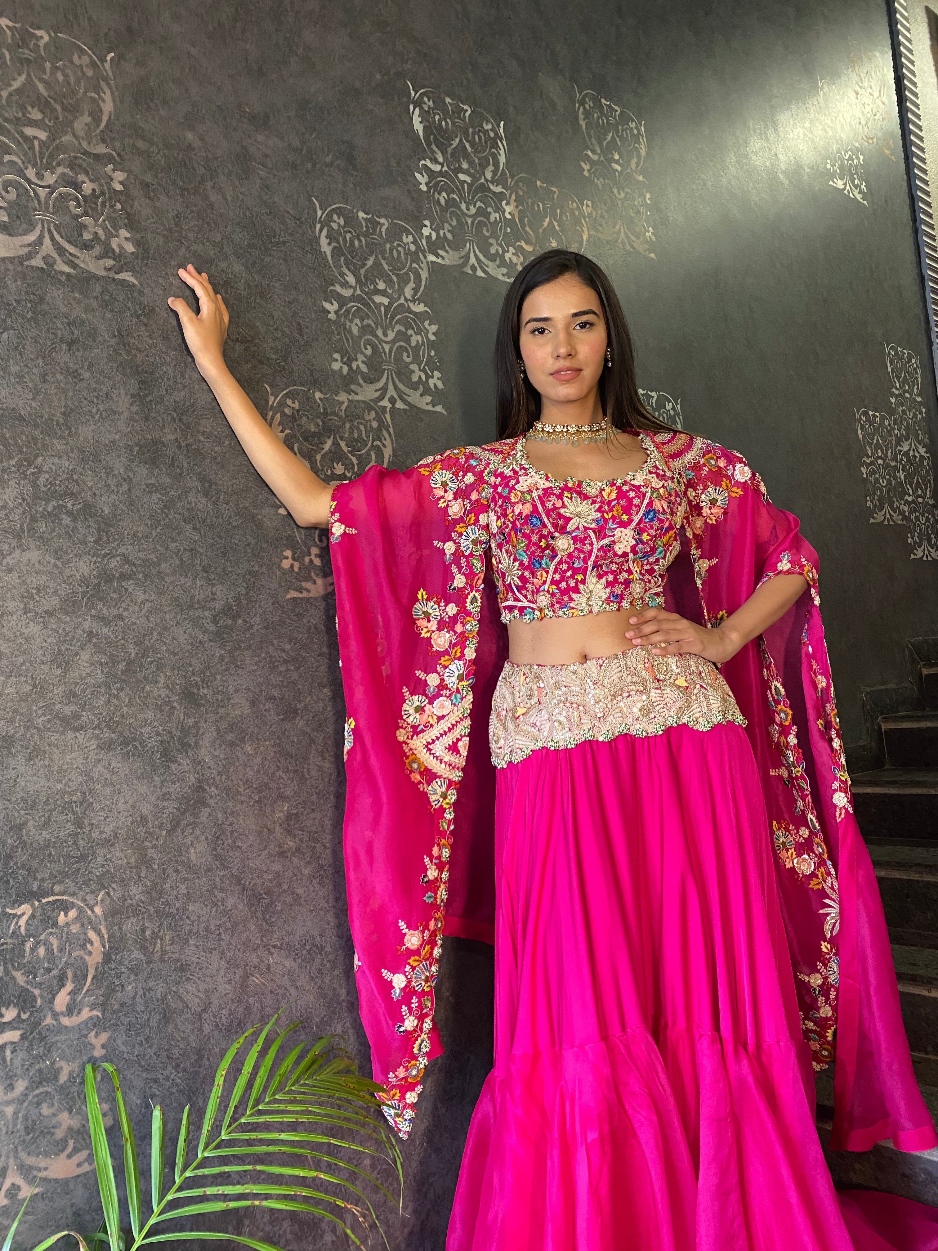 Pink Two Tiered Skirt Set