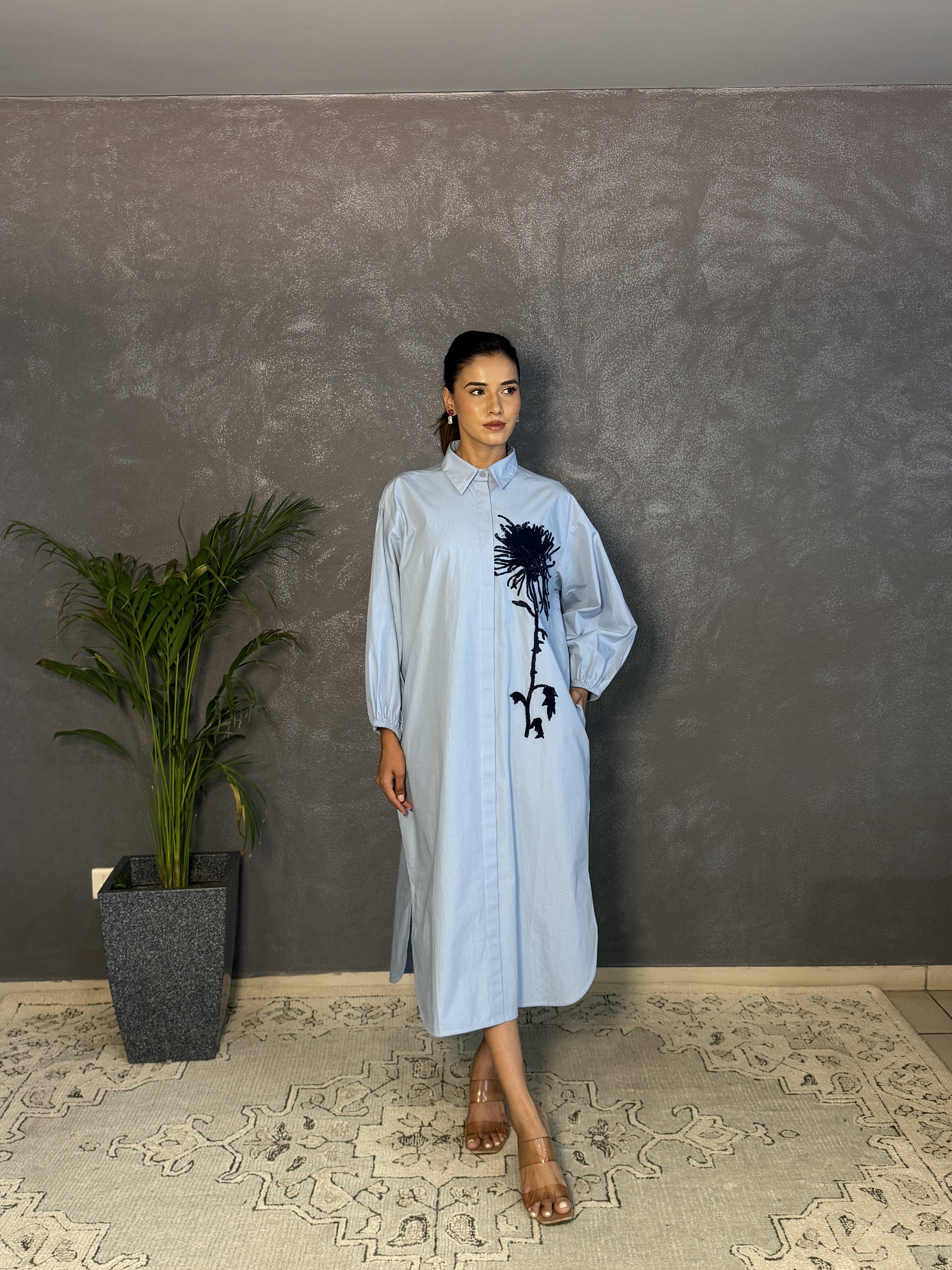 Half Polo Batwing Dress
