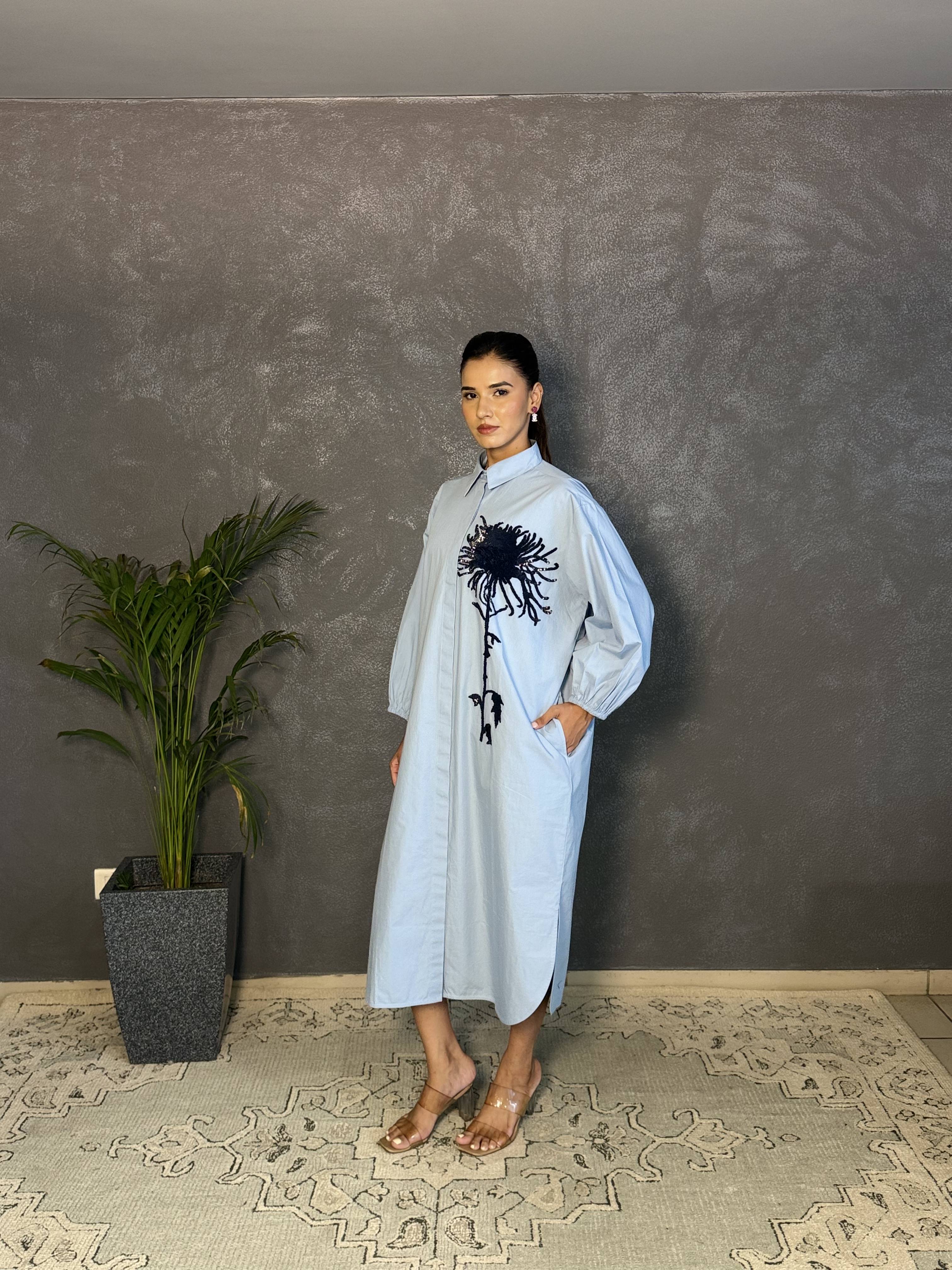 Half Polo Batwing Dress