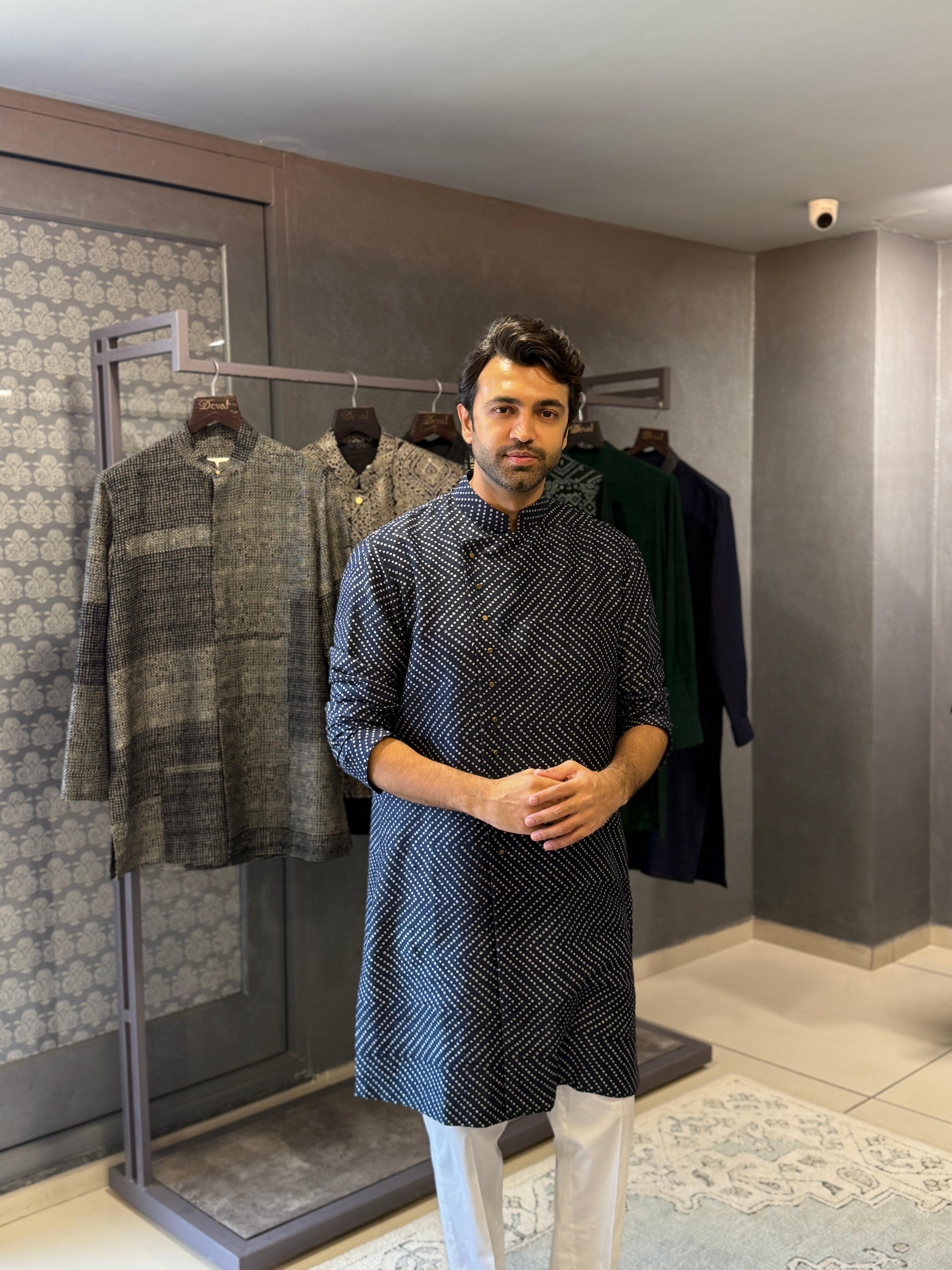 Blue Bandhani Kurta Set