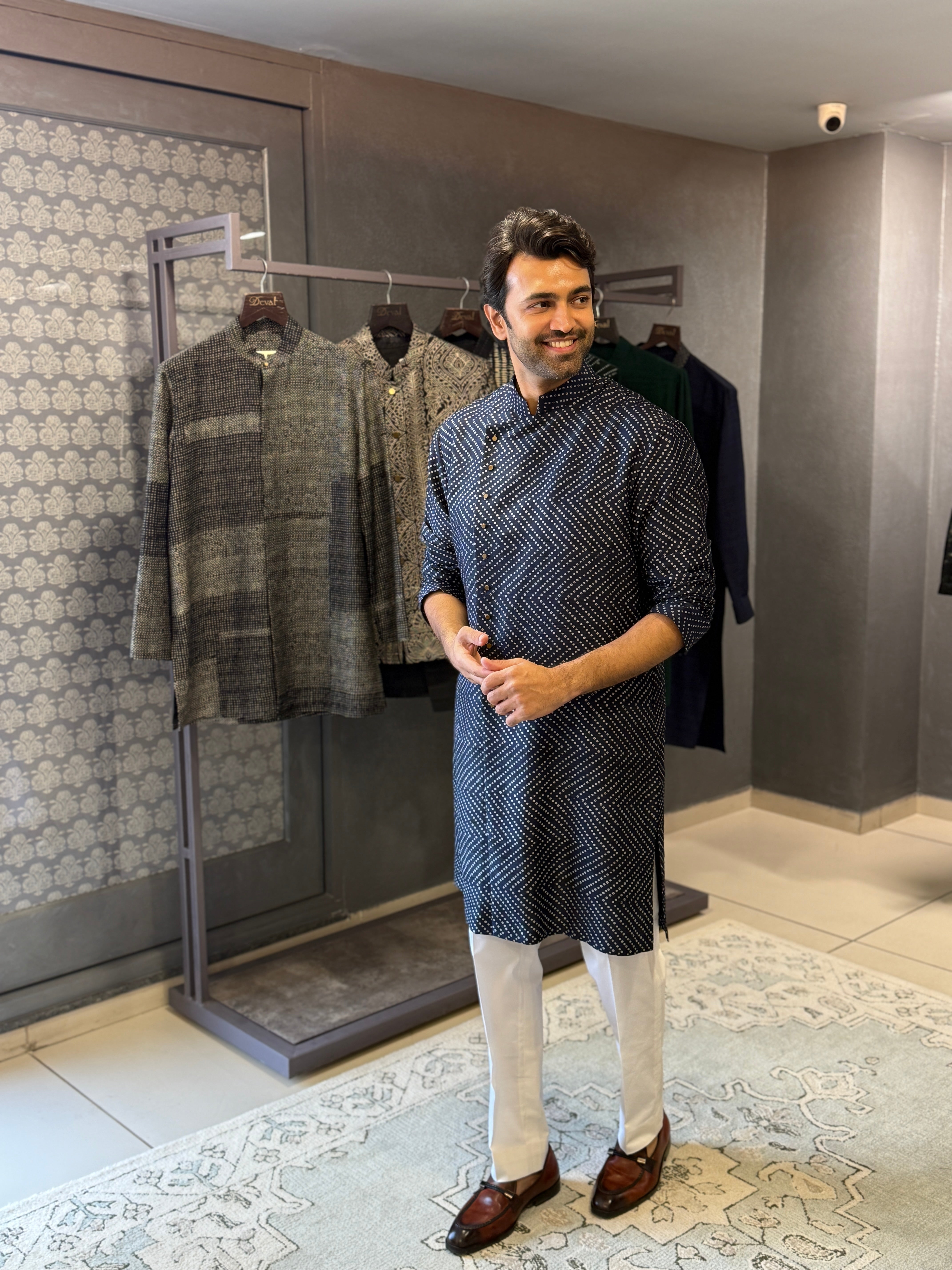 Blue Bandhani Kurta Set