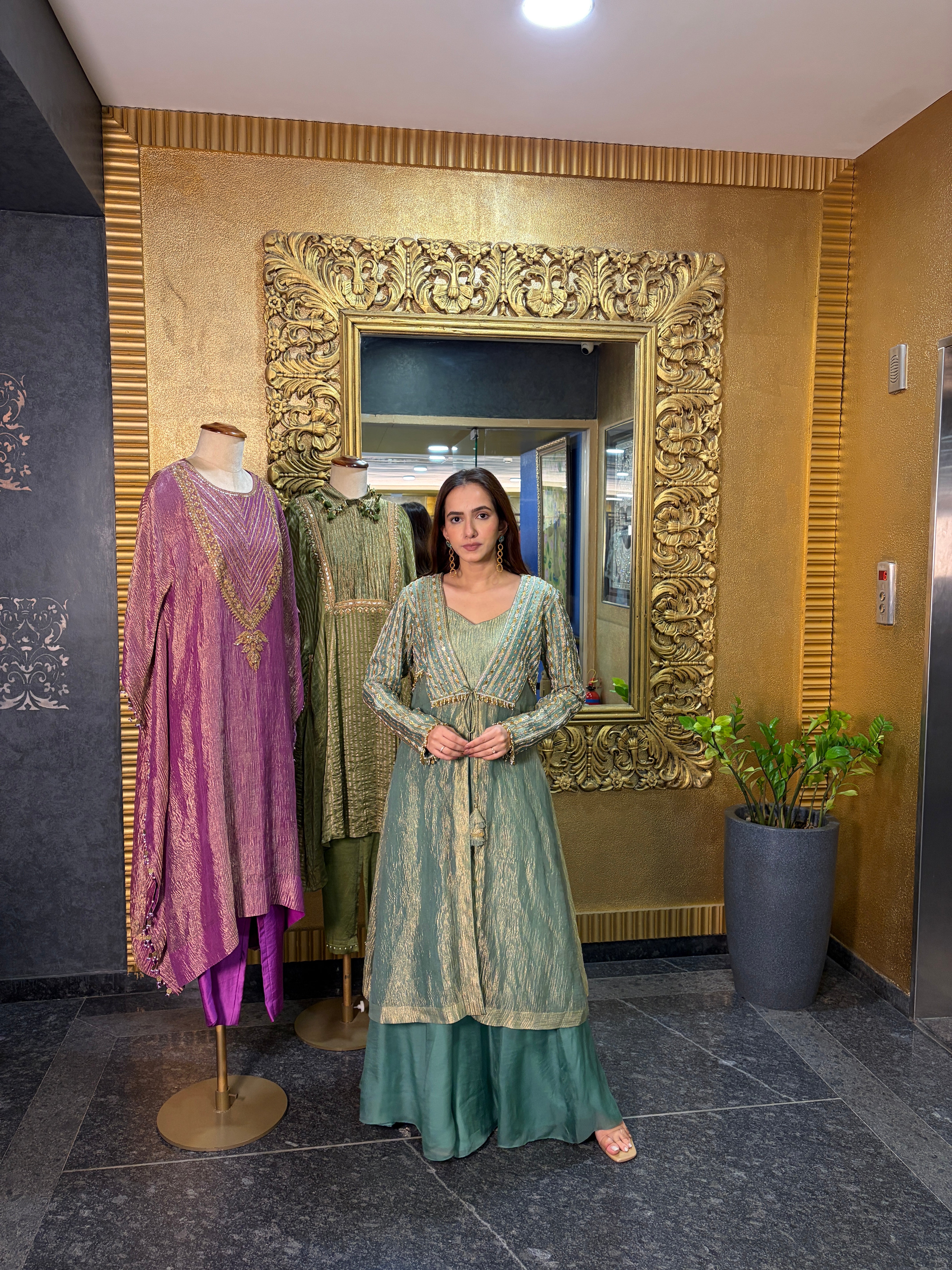 USHA JACKET BUSTIER SHARARA SET