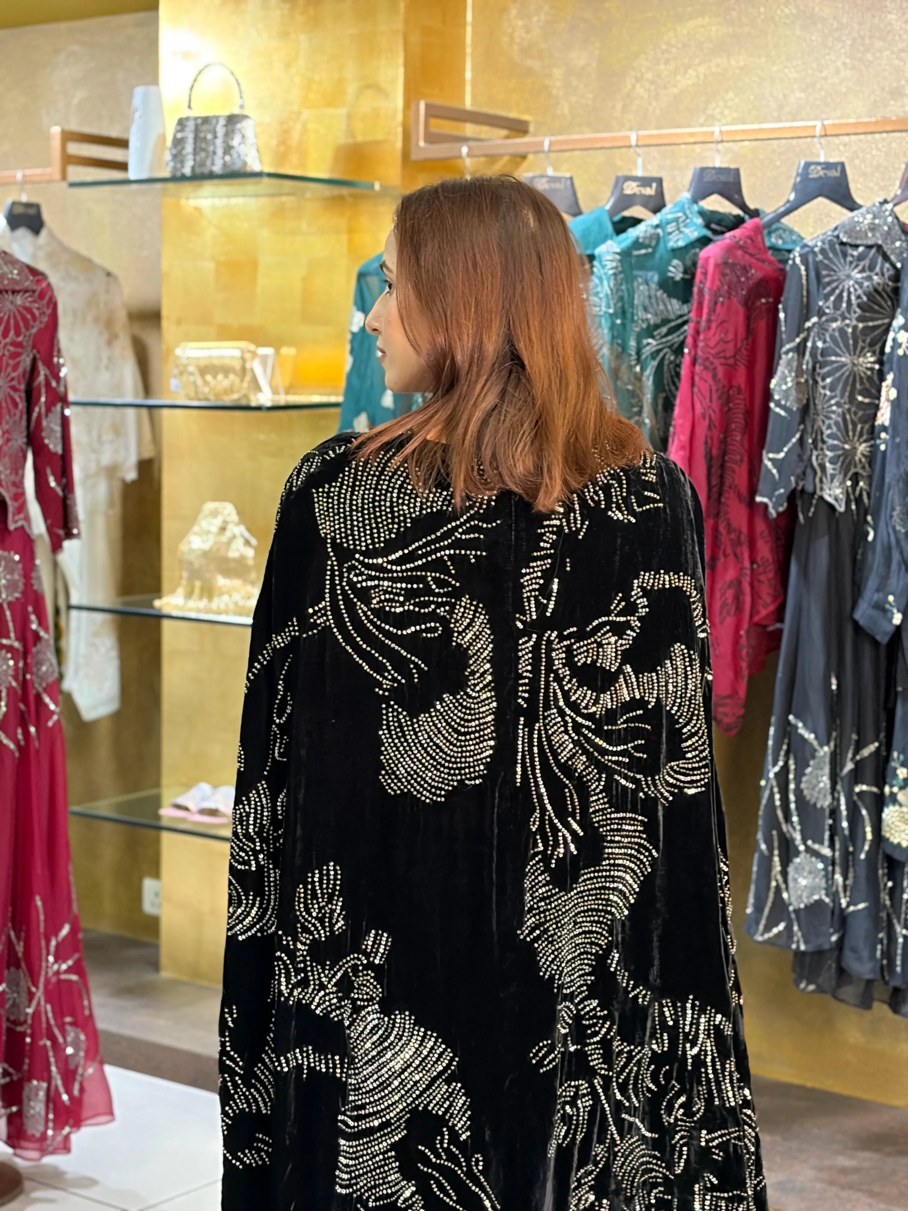 Black Silver Velvet Cape