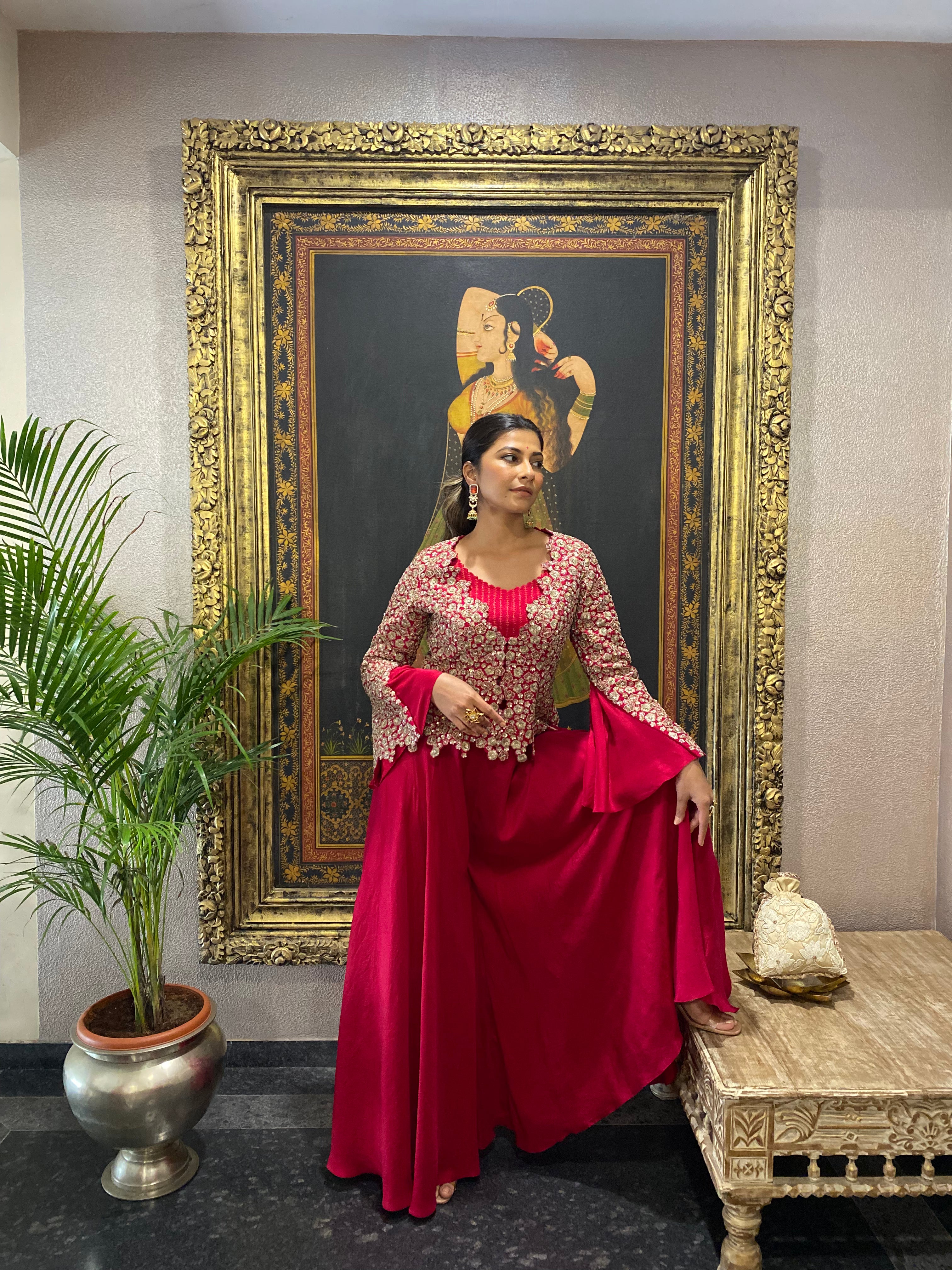 Apsara Red Jacket Set