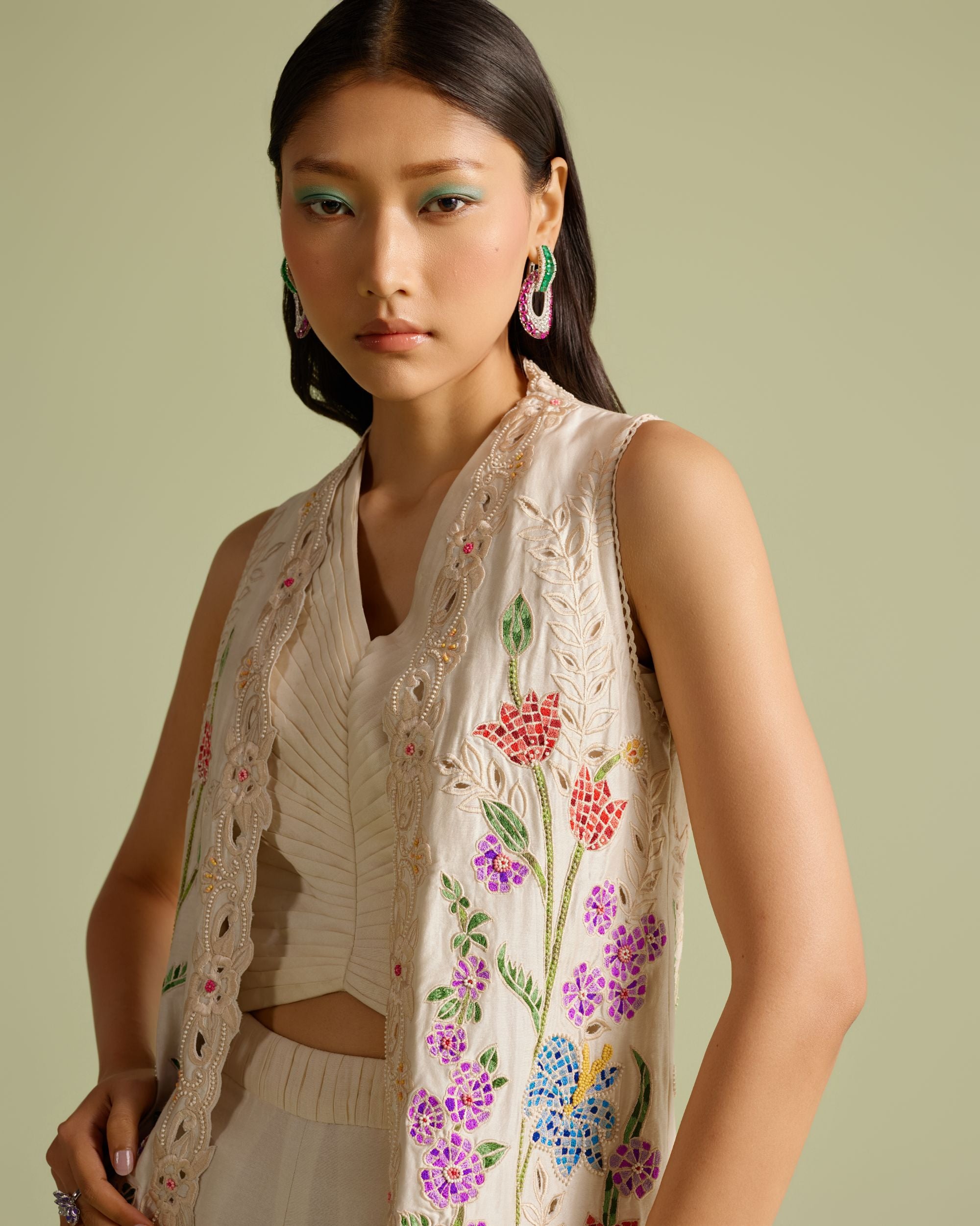 Ivory Mosaic Long Jacket