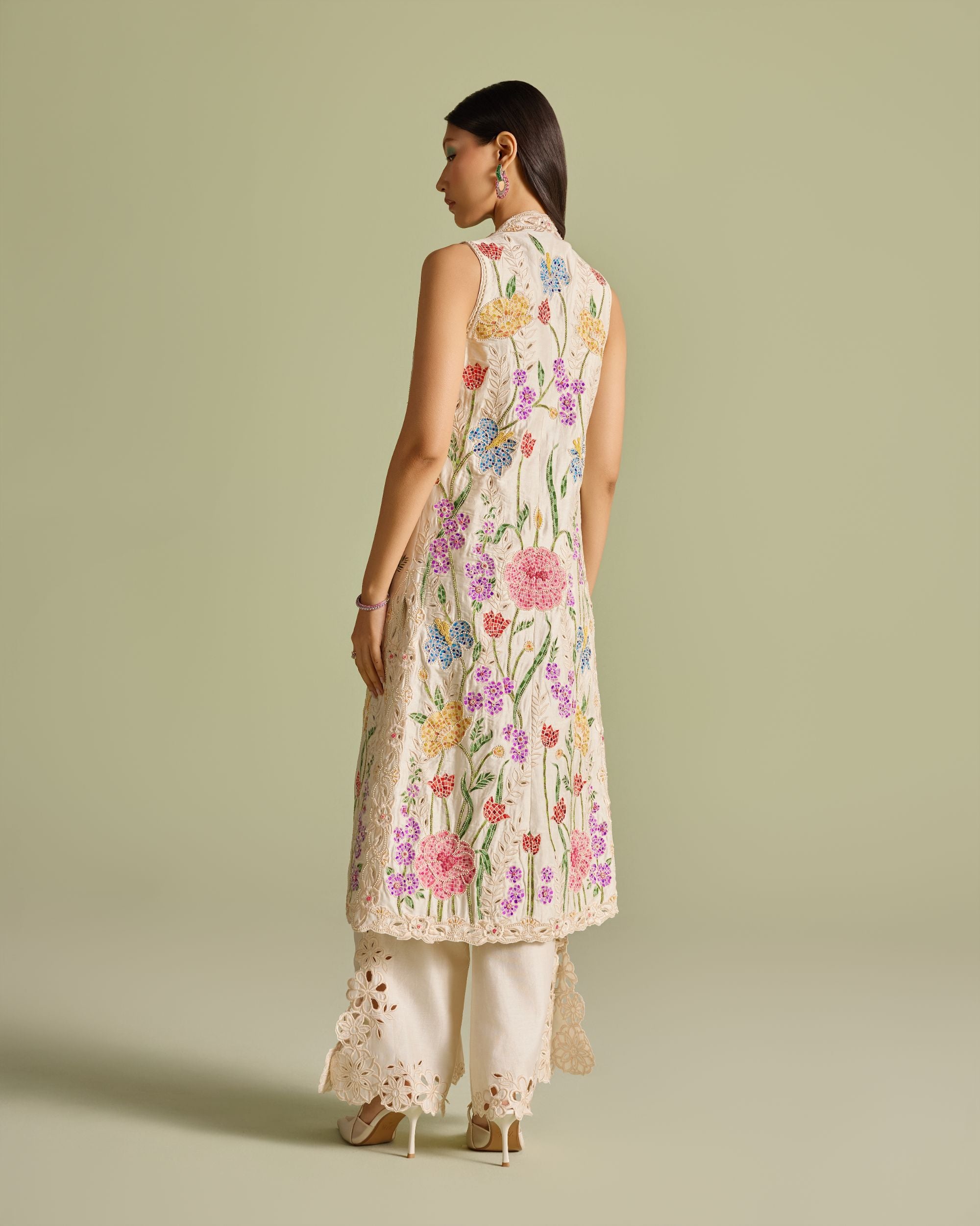 Ivory Mosaic Long Jacket