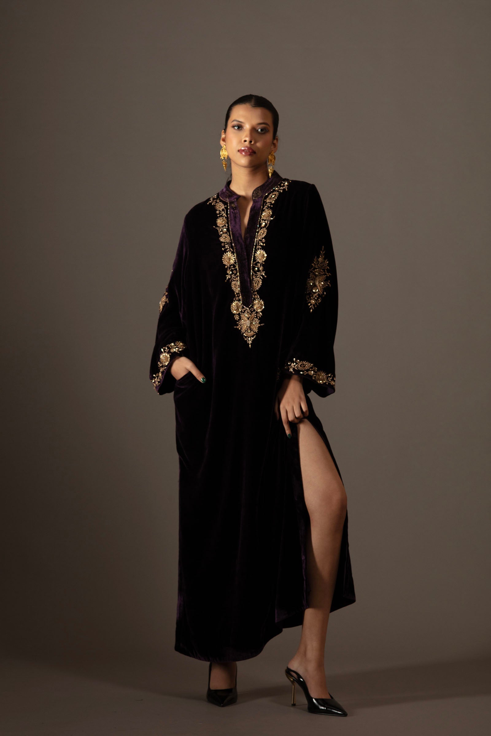 Anaya Long Velvet- Purple