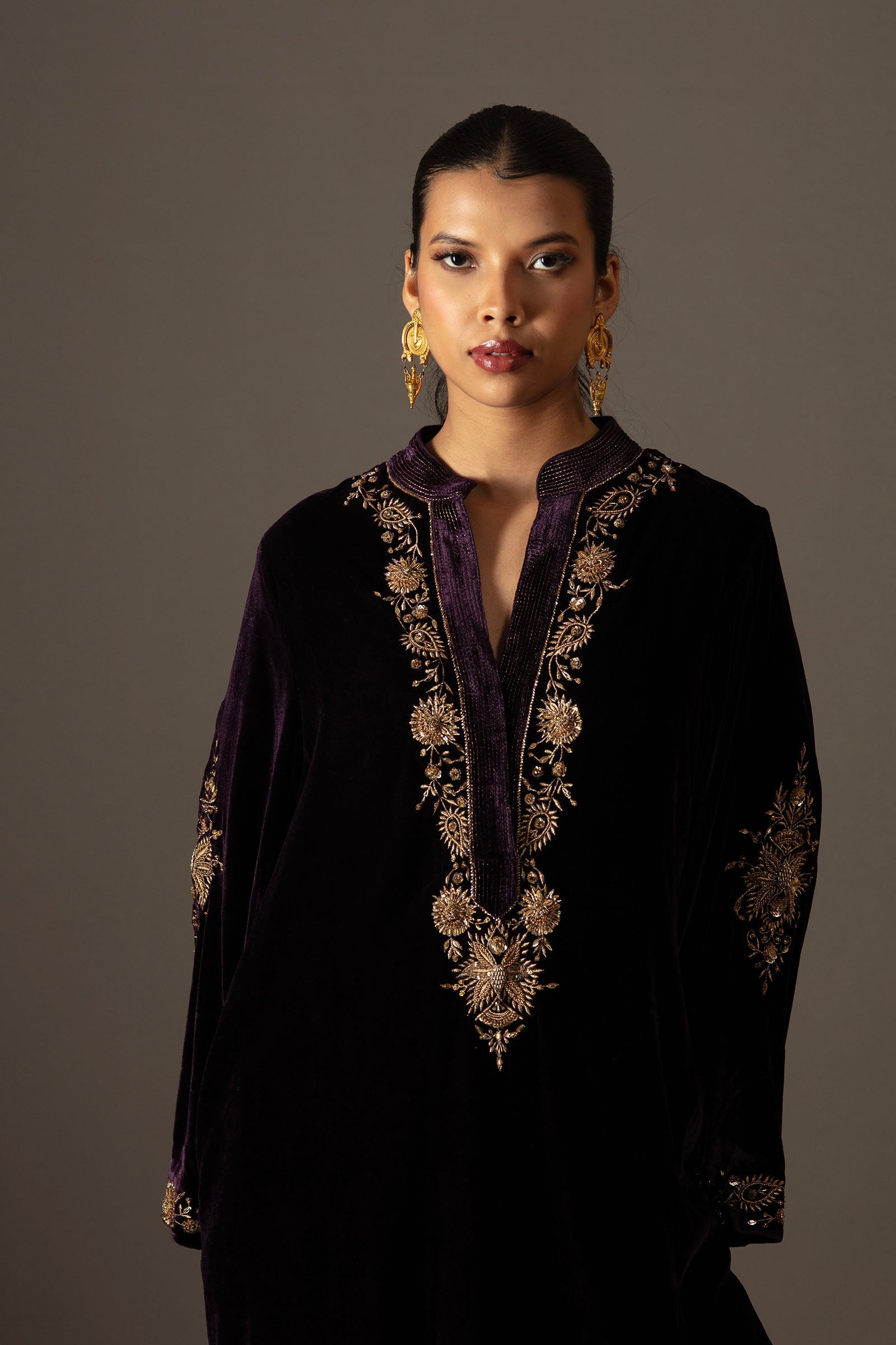 Anaya Long Velvet- Purple