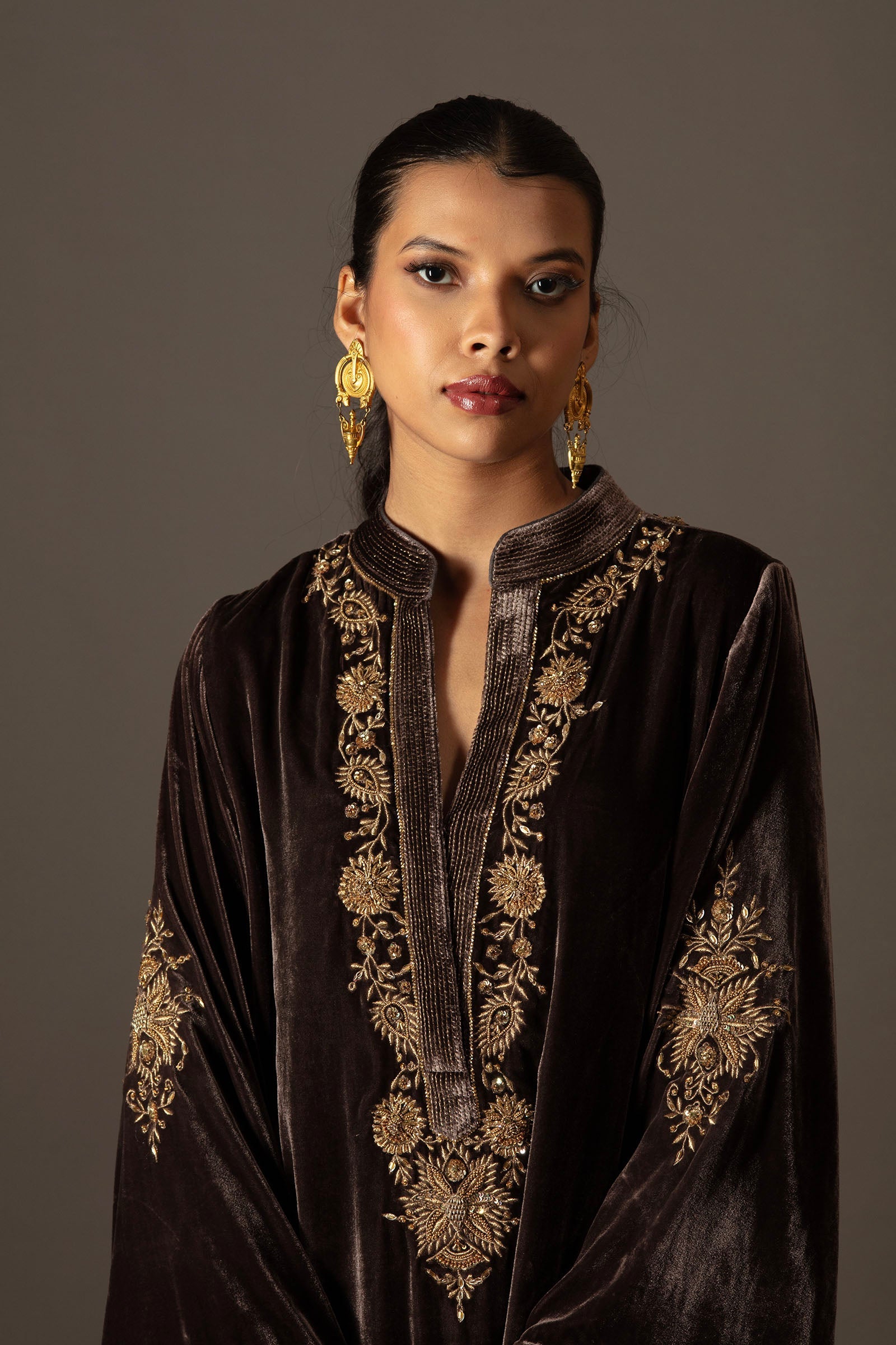 Anaya Long Velvet- Sand