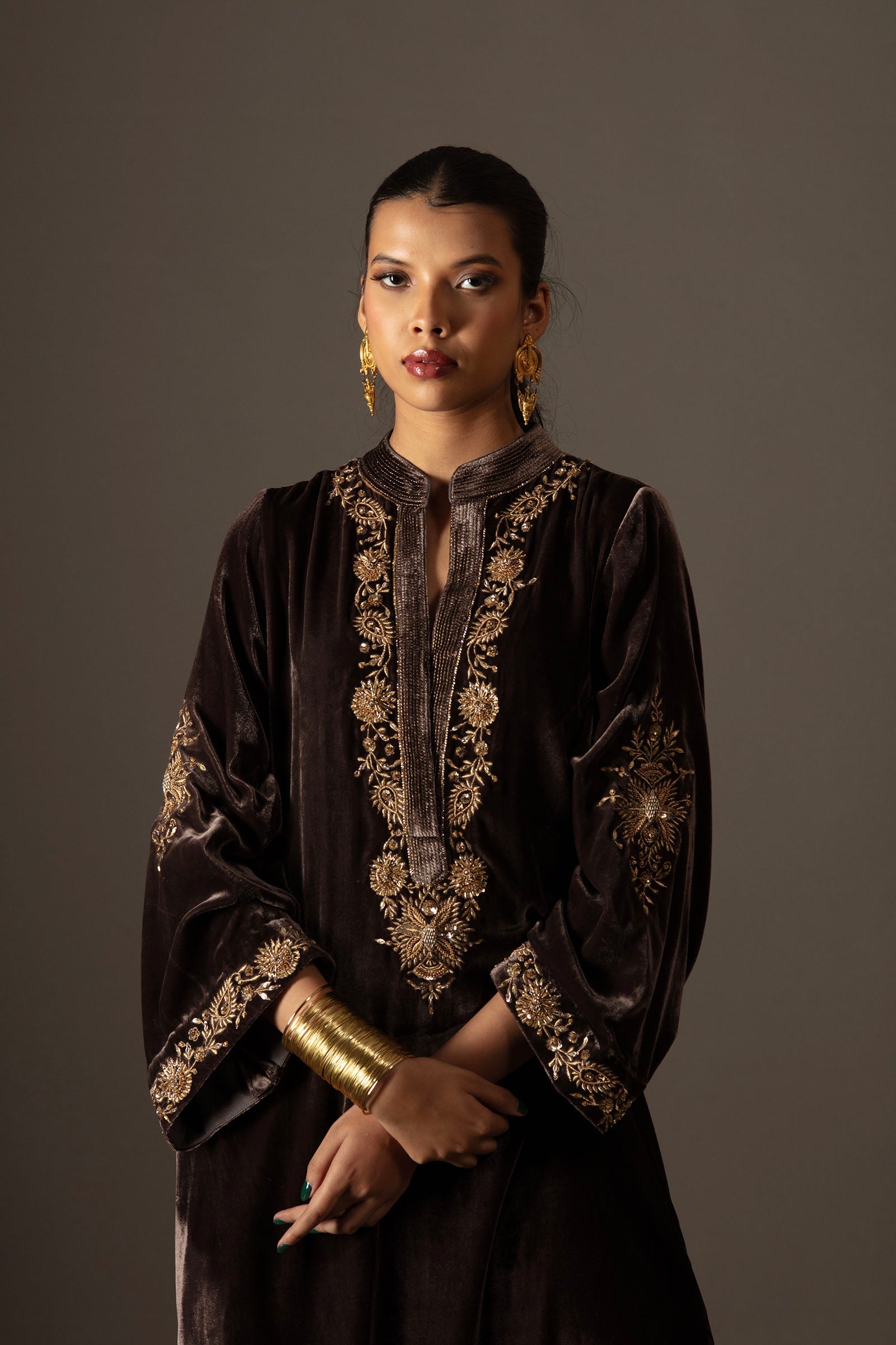 Anaya Long Velvet- Sand