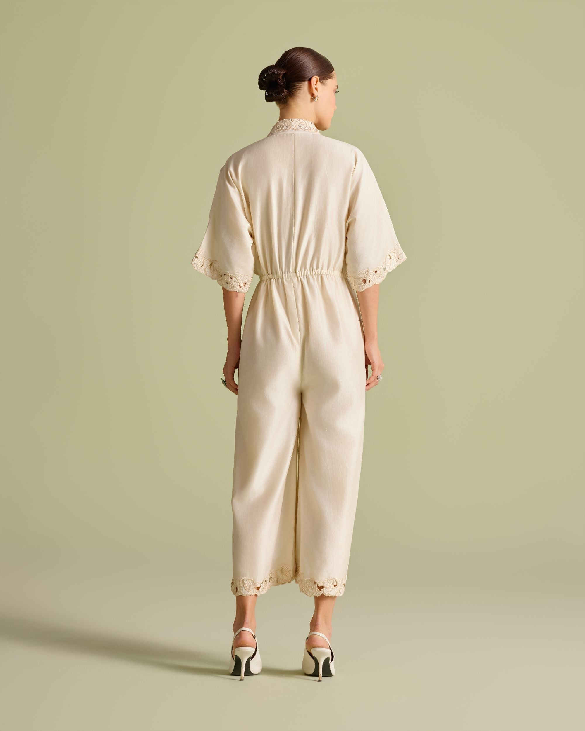 Ivory Mosaic Floral Jumpsuit