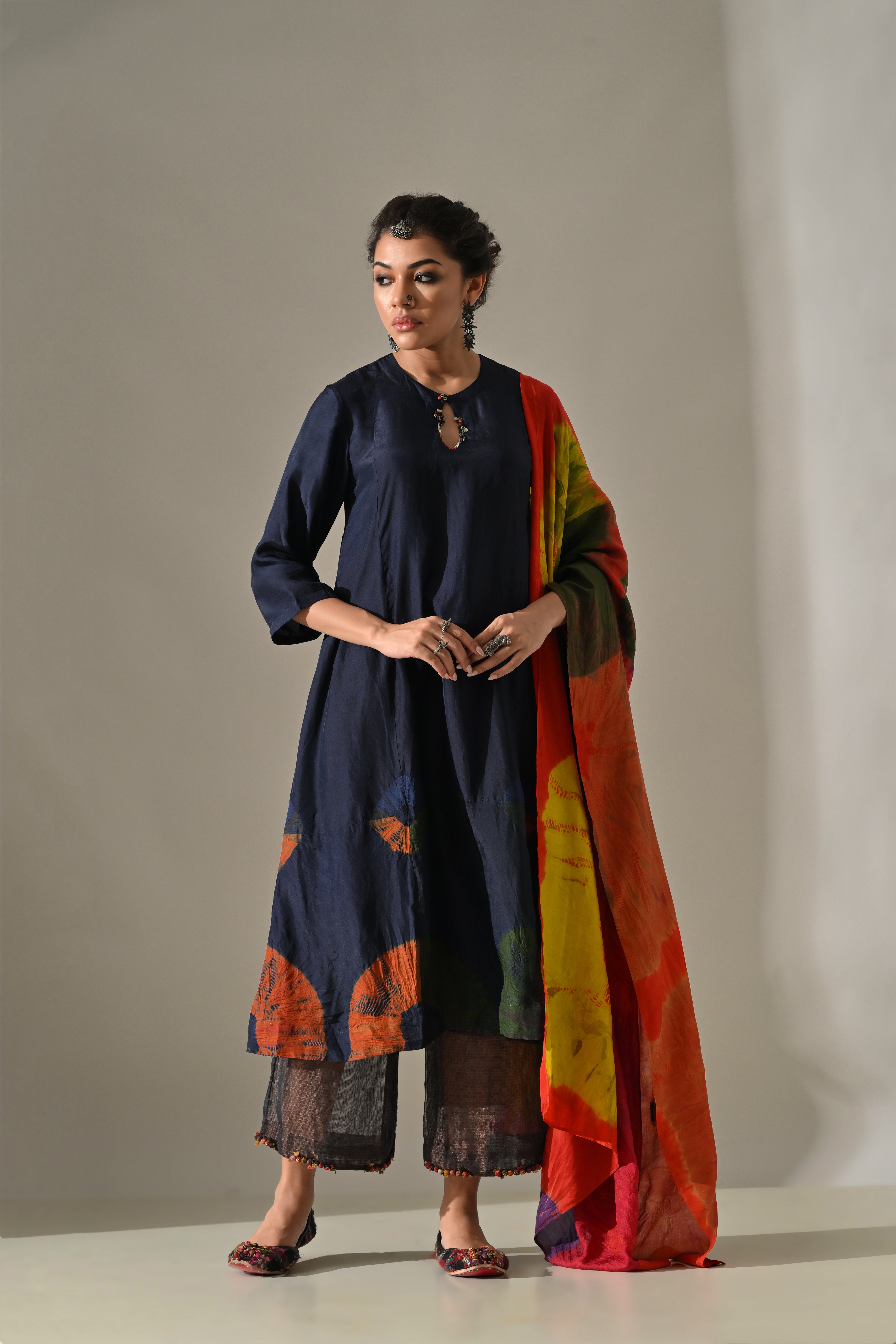 Blue Multi Panel Placement Kurta Set