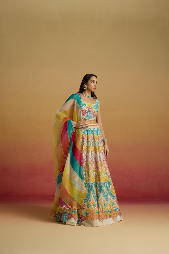 MULTI COLOURBLOCK STRIPED DUPATTA