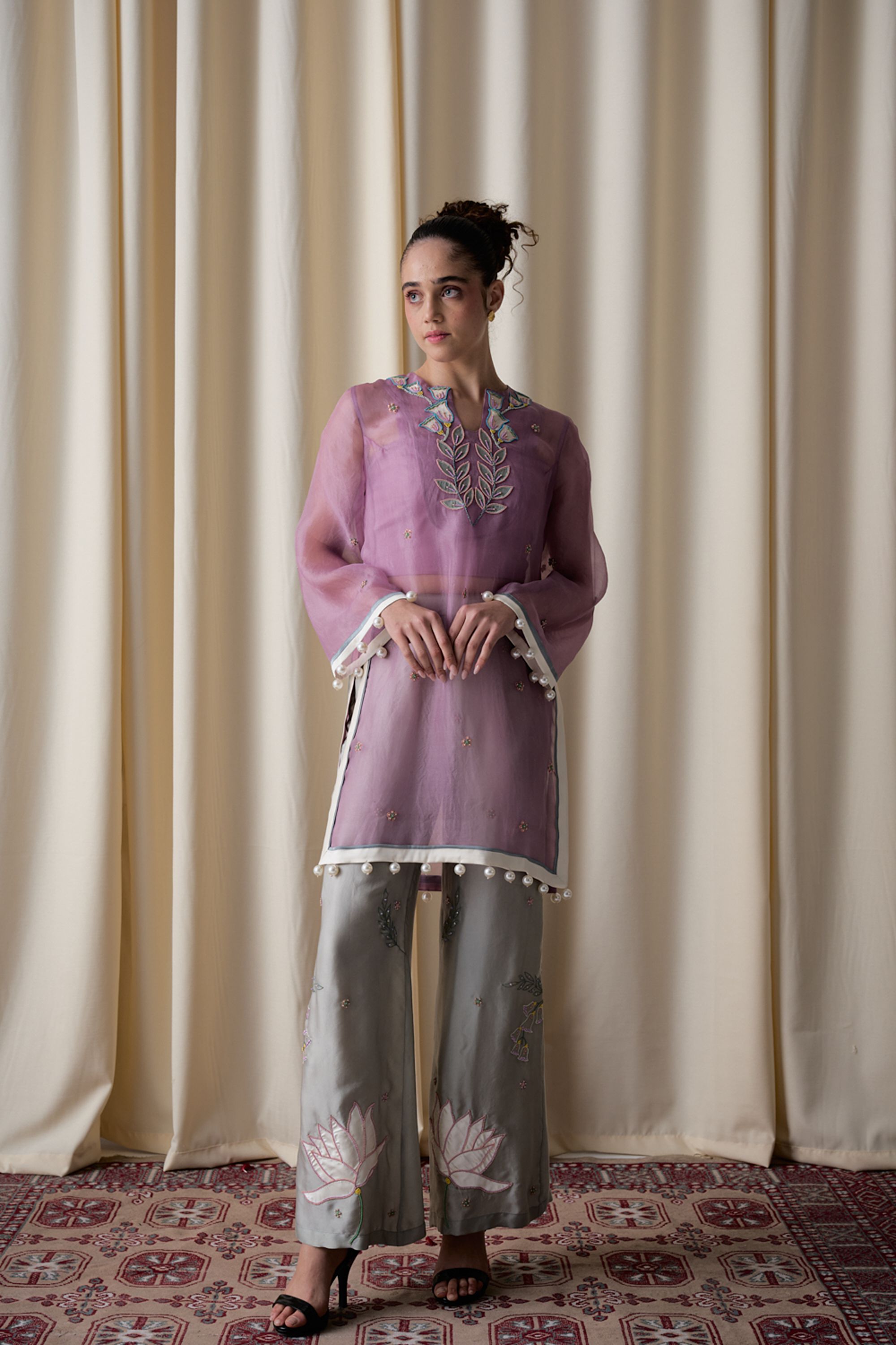 Lilac sheer tunic ensemble