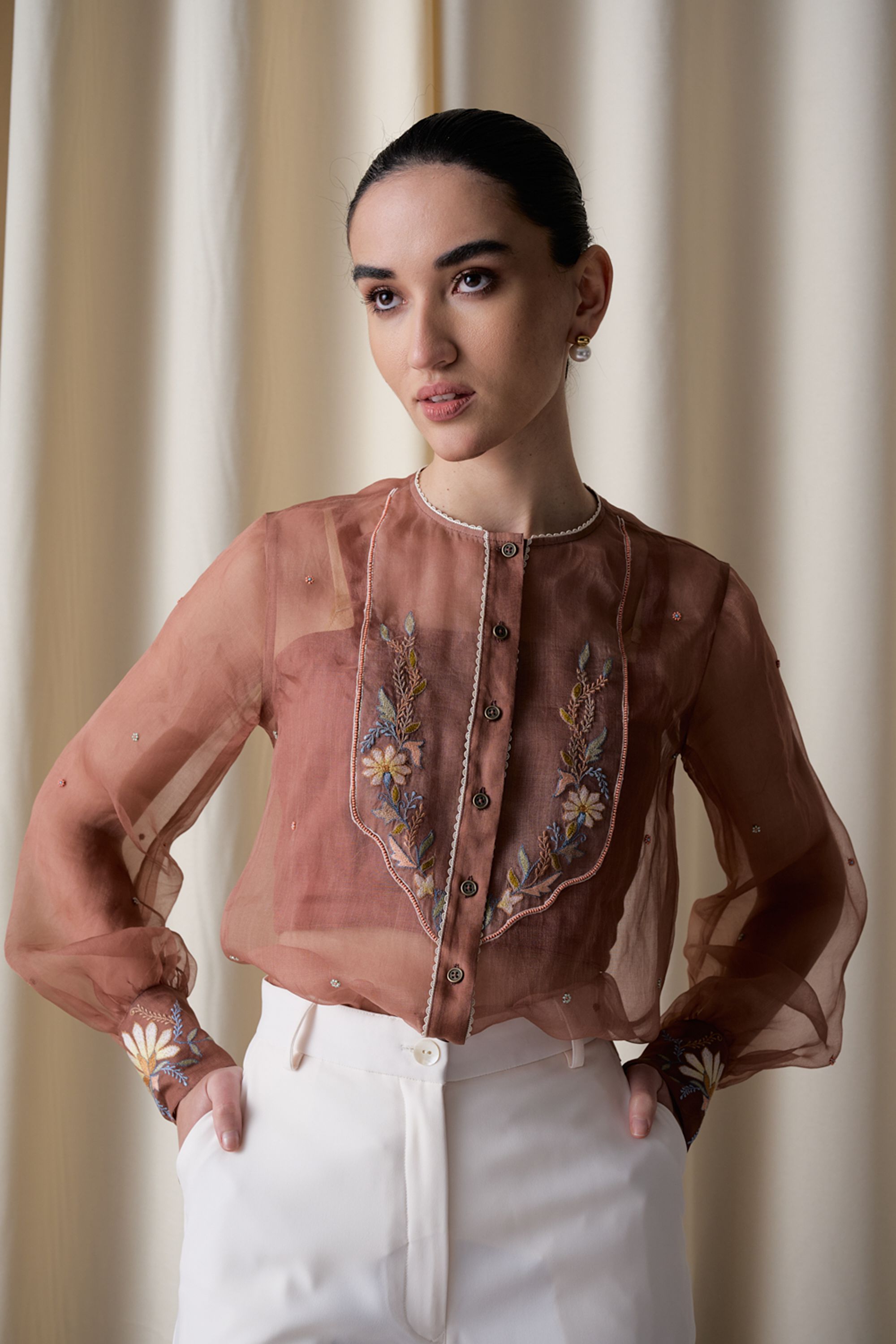 Mocha sheer top Ensemble