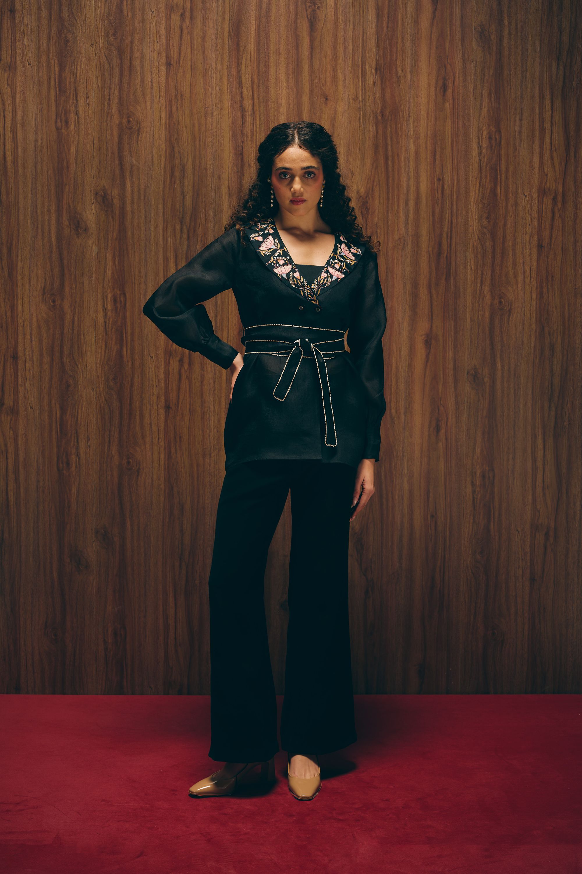 Midnight bloom Pants ensemble