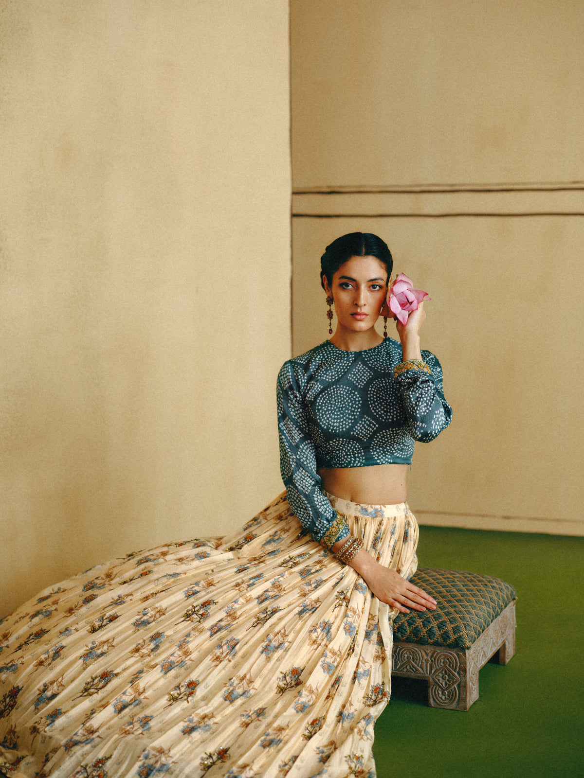 Bandhani Croptop Skirt