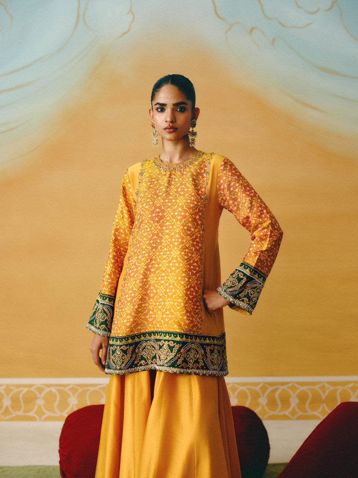Yellow Patola Kurta sharara