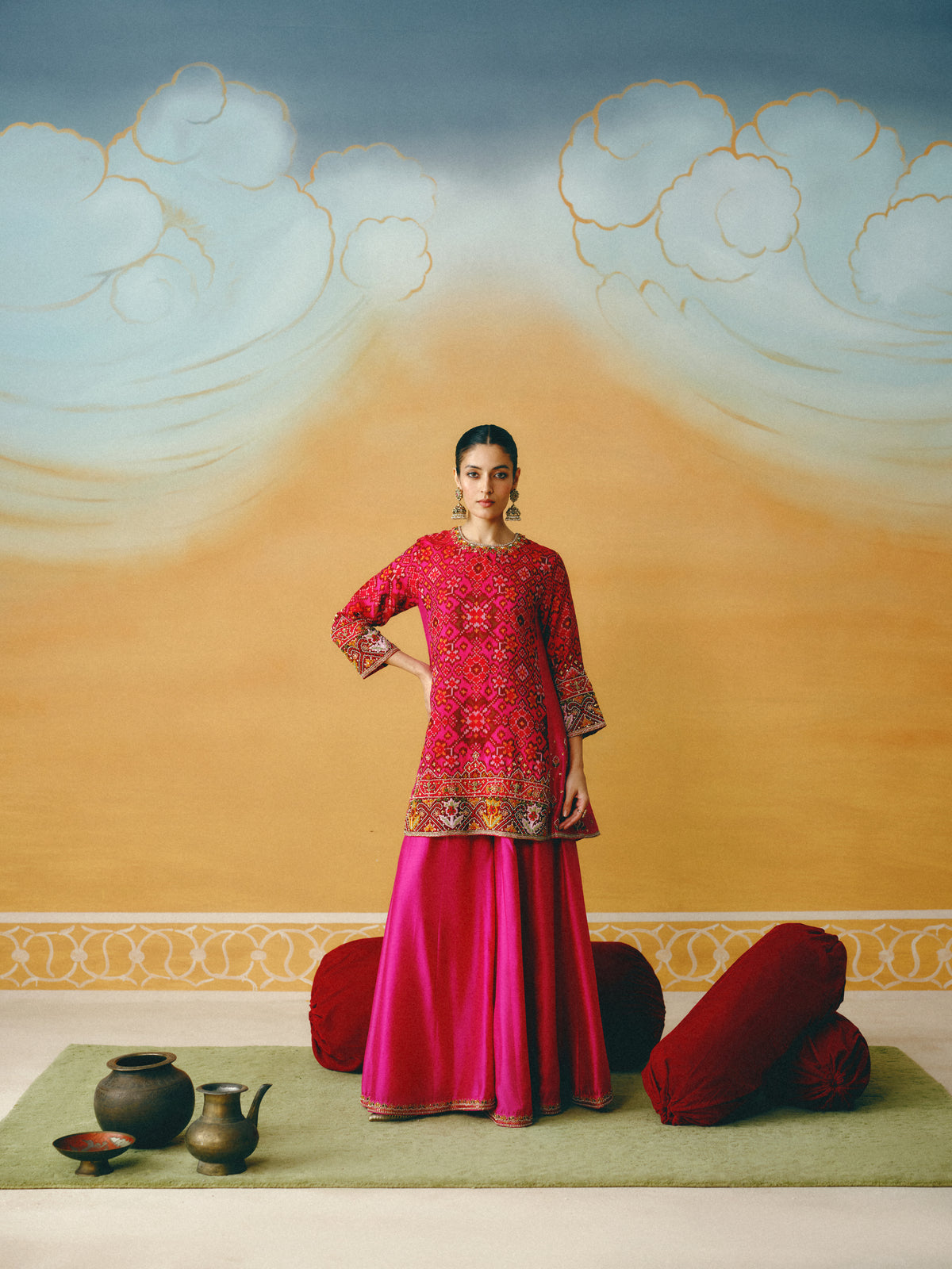 Pink Patola Kurta Sharara