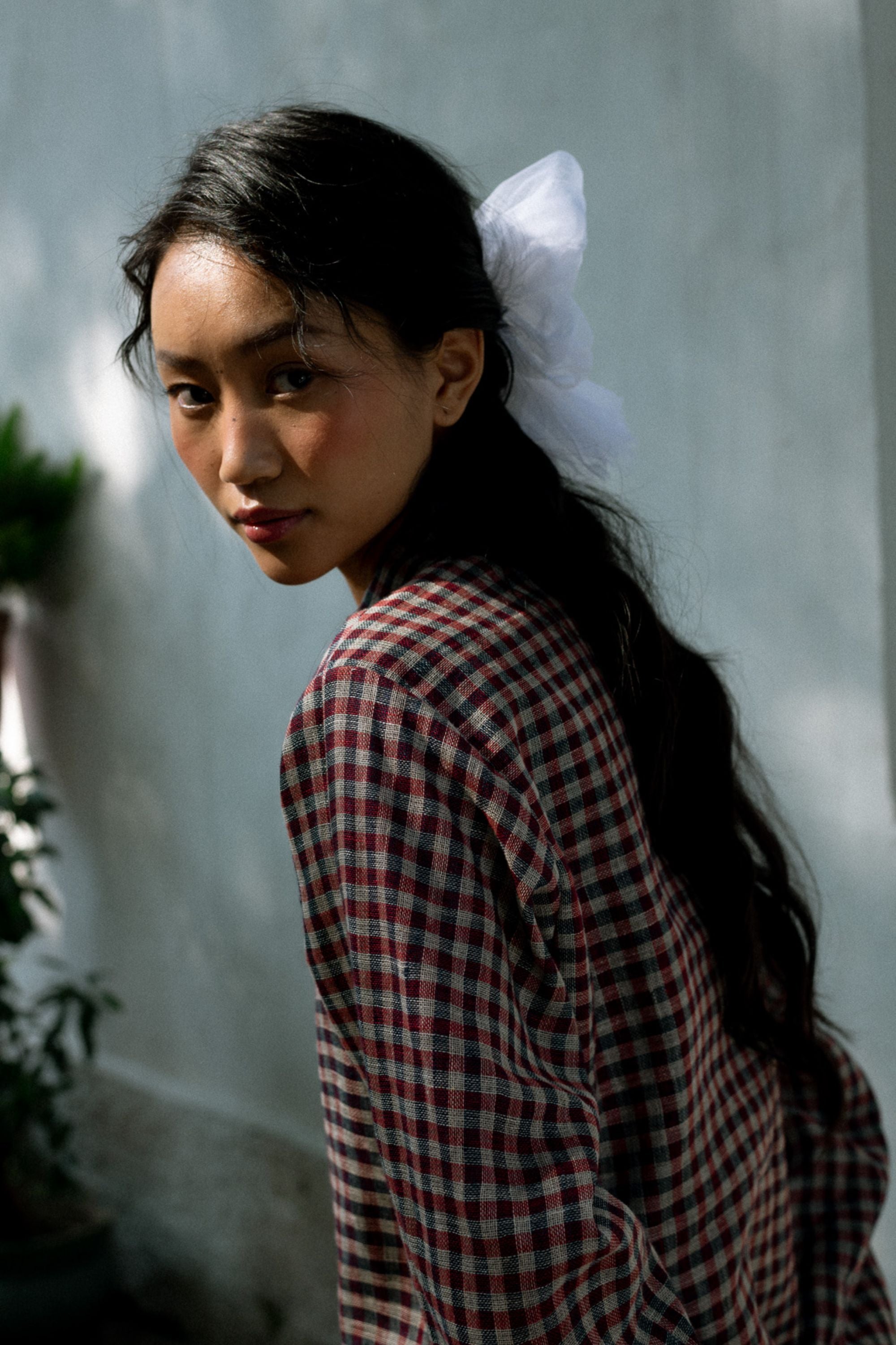 Crisp Linen Jacket with Bralette & Cream Textured Skirt