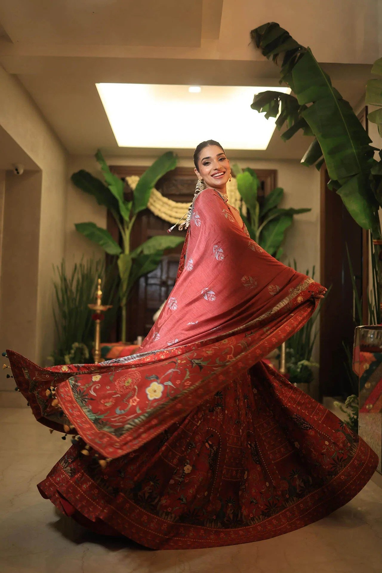 Red Navratna Lehenga