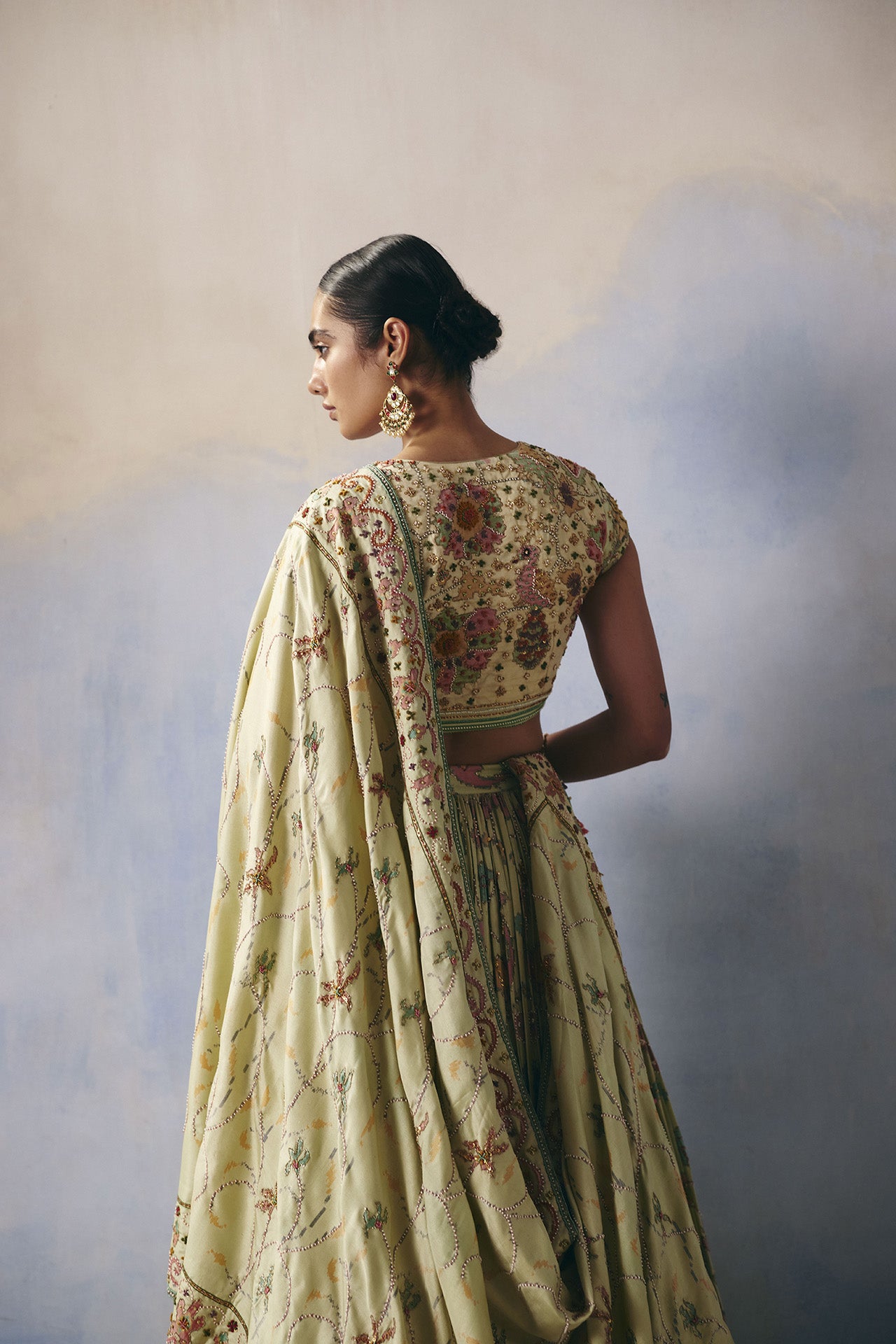 Cream Patola Lehenga