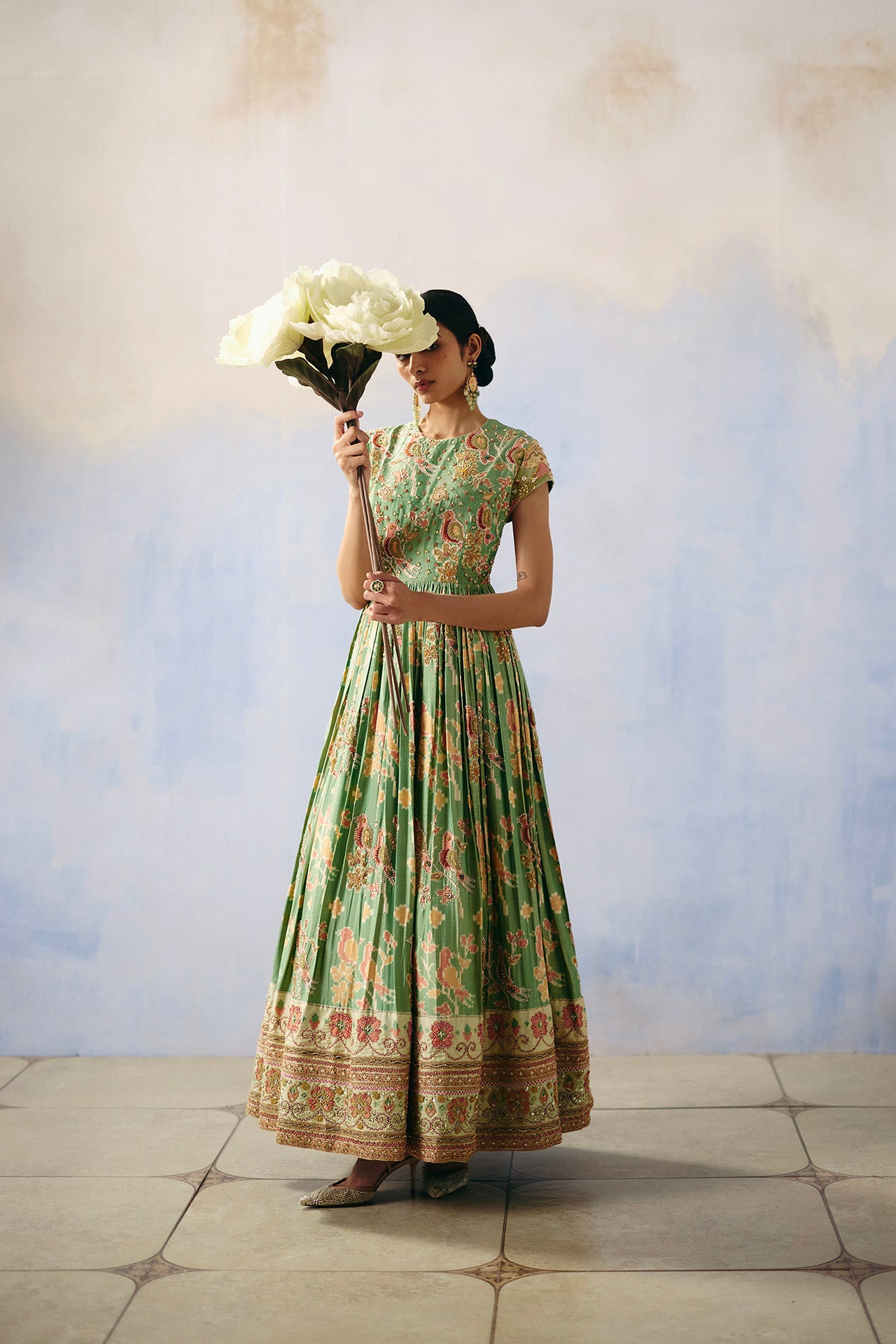 Royal Green Patola Anarkali