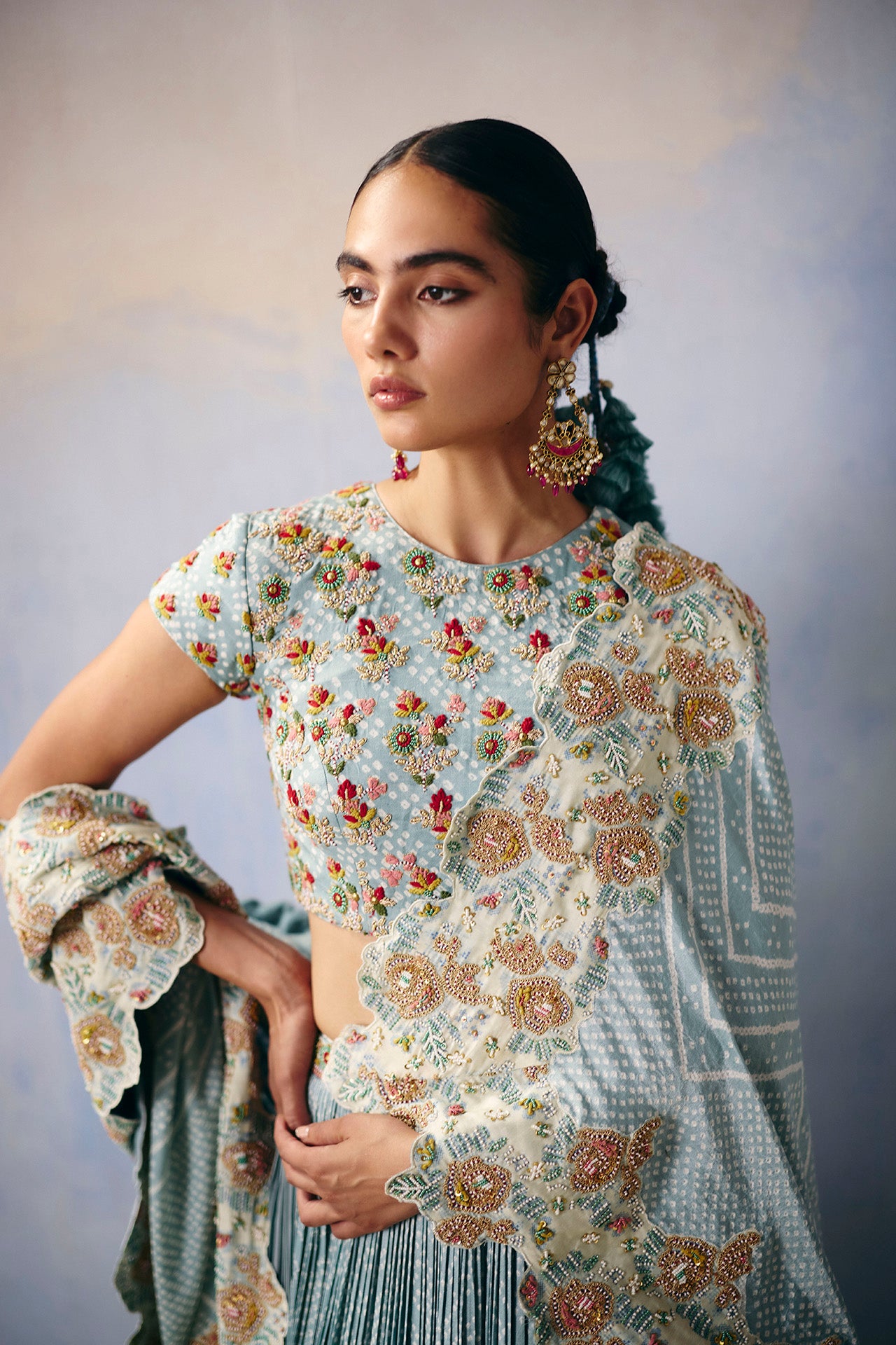 Neel Bandhani Lehenga