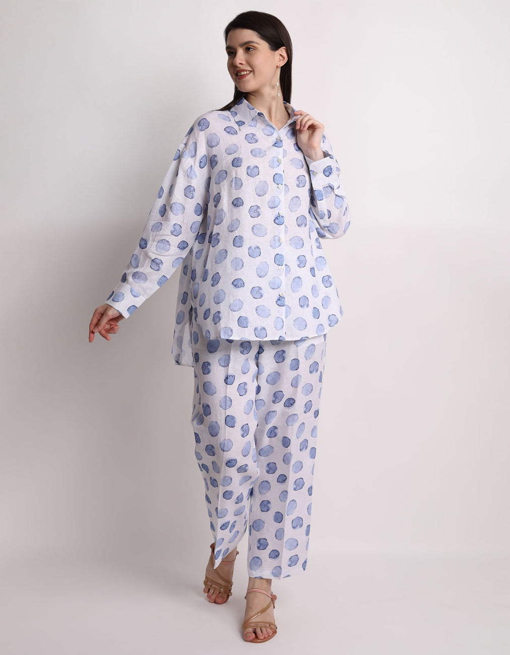 Blue Dot Print Shirt