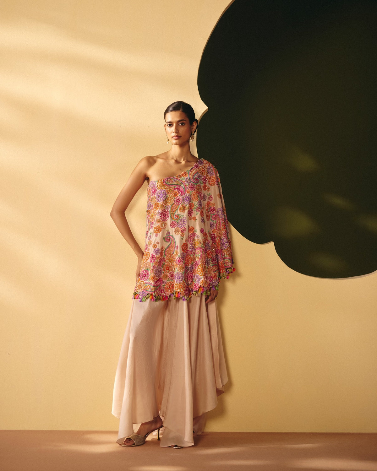 Pranavi Off-Shoulder Cape Set