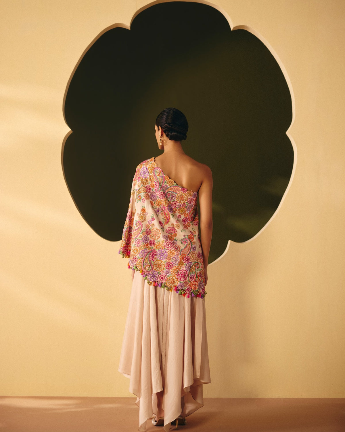 Pranavi Off-Shoulder Cape Set