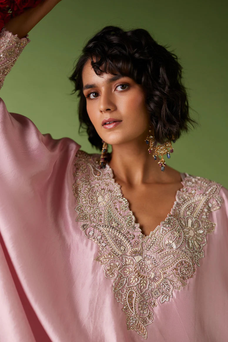 Pink Reva Cuff Kaftan Set